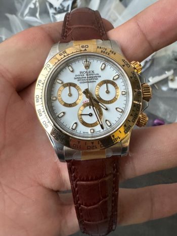 Clean Factory Watch Daytoan 116503 White Dial Yellow Gold Bezel 904L Steel Case Alligator Strap DD4130 Movement 000