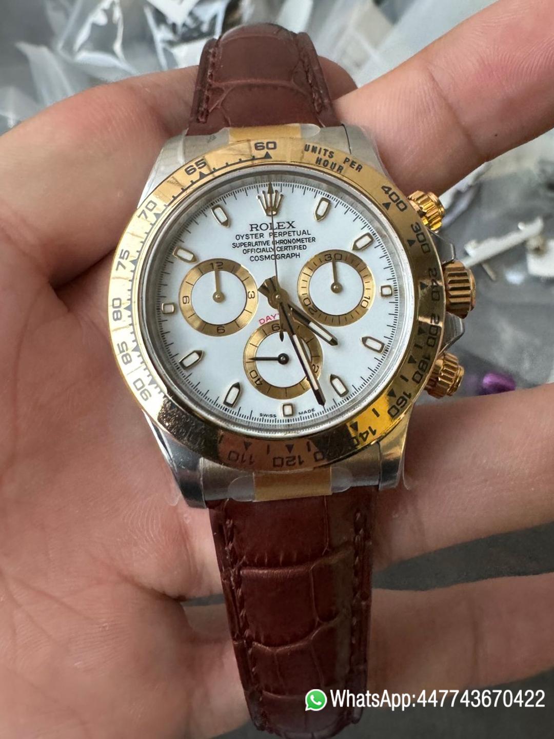 Victory Factory Watch Daytoan 116503 White Dial Yellow Gold Bezel 904L Steel Case Alligator Strap DD4130 Movement 000 Clean Factory Watch Daytoan 116503 White Dial Yellow Gold Bezel 904L Steel Case Alligator Strap DD4130 Movement 000