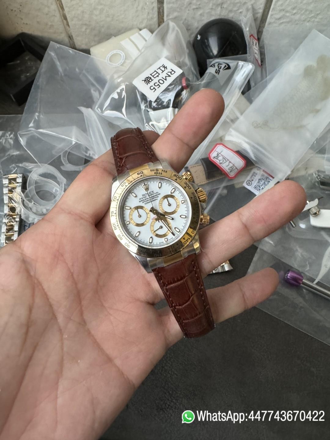 Victory Factory Watch Daytoan 116503 White Dial Yellow Gold Bezel 904L Steel Case Alligator Strap DD4130 Movement 01 Clean Factory Watch Daytoan 116503 White Dial Yellow Gold Bezel 904L Steel Case Alligator Strap DD4130 Movement 01