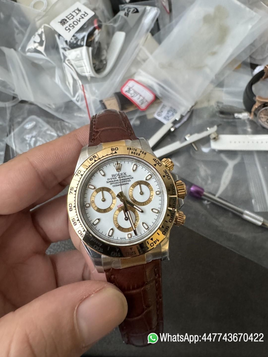 Victory Factory Watch Daytoan 116503 White Dial Yellow Gold Bezel 904L Steel Case Alligator Strap DD4130 Movement 03 Clean Factory Watch Daytoan 116503 White Dial Yellow Gold Bezel 904L Steel Case Alligator Strap DD4130 Movement 03
