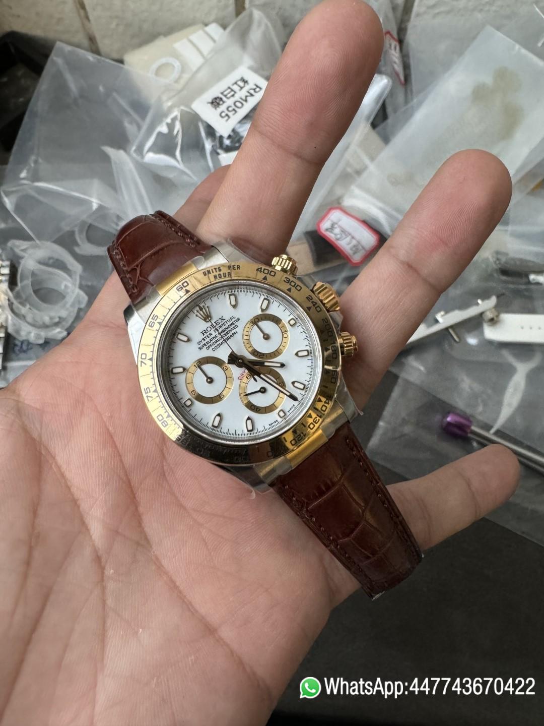 Victory Factory Watch Daytoan 116503 White Dial Yellow Gold Bezel 904L Steel Case Alligator Strap DD4130 Movement 04 Clean Factory Watch Daytoan 116503 White Dial Yellow Gold Bezel 904L Steel Case Alligator Strap DD4130 Movement 04