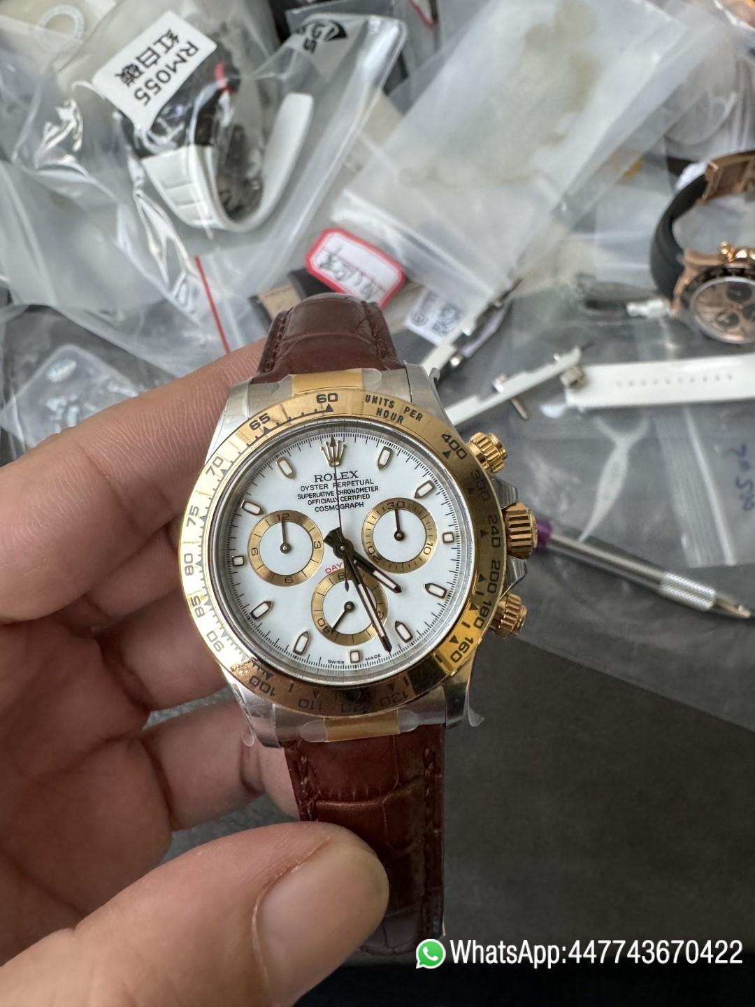 Victory Factory Watch Daytoan 116503 White Dial Yellow Gold Bezel 904L Steel Case Alligator Strap DD4130 Movement 05 Clean Factory Watch Daytoan 116503 White Dial Yellow Gold Bezel 904L Steel Case Alligator Strap DD4130 Movement 05