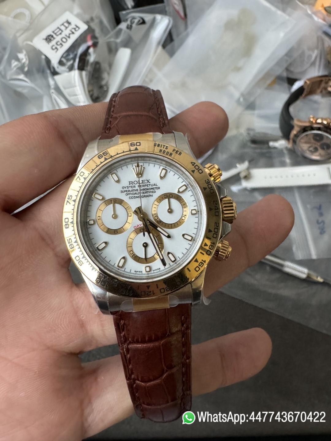 Victory Factory Watch Daytoan 116503 White Dial Yellow Gold Bezel 904L Steel Case Alligator Strap DD4130 Movement 06 Clean Factory Watch Daytoan 116503 White Dial Yellow Gold Bezel 904L Steel Case Alligator Strap DD4130 Movement 06