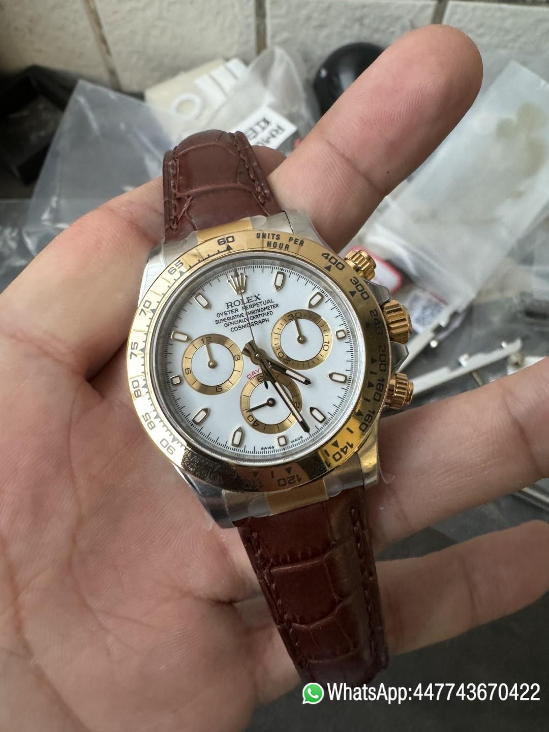 Victory Factory Watch Daytoan 116503 White Dial Yellow Gold Bezel 904L Steel Case Alligator Strap DD4130 Movement 08 Clean Factory Watch Daytoan 116503 White Dial Yellow Gold Bezel 904L Steel Case Alligator Strap DD4130 Movement 08