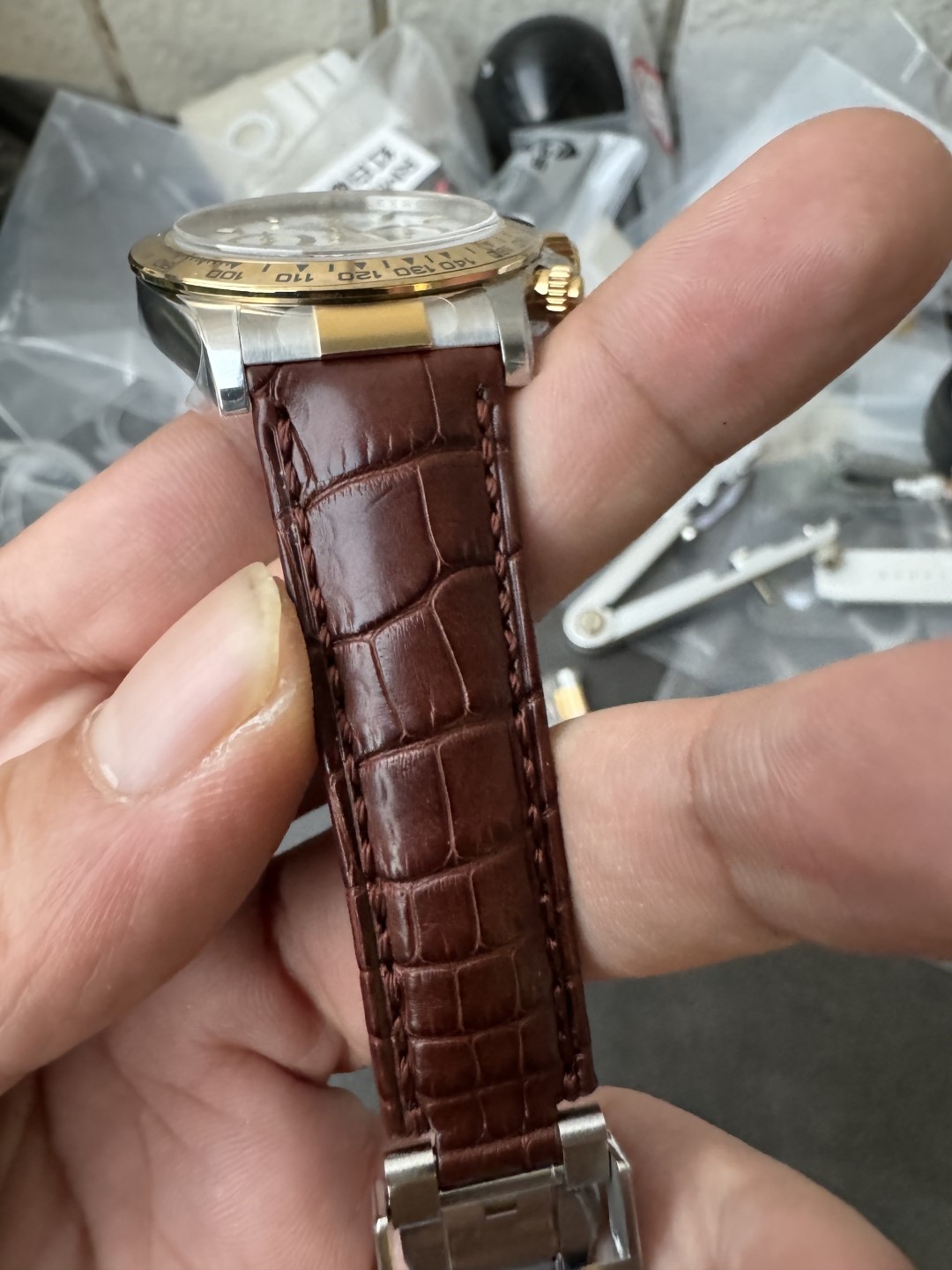 Victory Factory Watch Daytoan 116503 White Dial Yellow Gold Bezel 904L Steel Case Alligator Strap DD4130 Movement 11 Clean Factory Watch Daytoan 116503 White Dial Yellow Gold Bezel 904L Steel Case Alligator Strap DD4130 Movement 11
