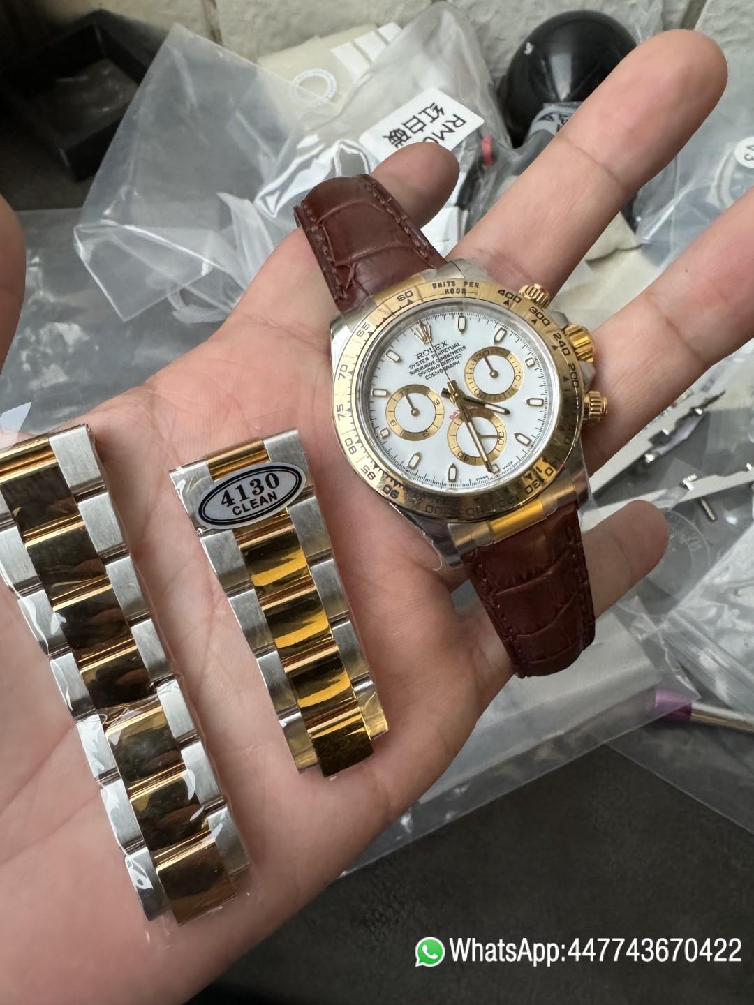 Victory Factory Watch Daytoan 116503 White Dial Yellow Gold Bezel 904L Steel Case Alligator Strap DD4130 Movement 19 Clean Factory Watch Daytoan 116503 White Dial Yellow Gold Bezel 904L Steel Case Alligator Strap DD4130 Movement 19