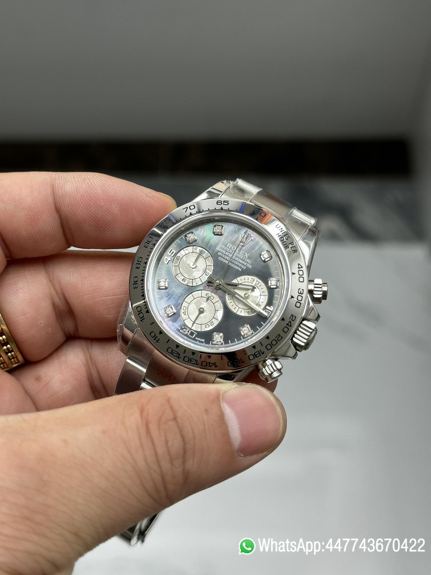 Victory Factory Watch Daytona 116509 Black Mother of Pearl Dial Diamond Hors Markers SuperClone 4130 Movement 04 Clean Factory Watch Daytona 116509 Black Mother of Pearl Dial Diamond Hors Markers SuperClone 4130 Movement 04