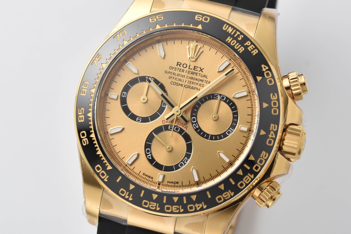 Victory Factory Watch Rolex Daytona 126518 Yellow Gold Case Golden Dial and Black Counter Rings Oysterflex Strap 4131 Movement 02 Clean Factory Watch Rolex Daytona 126518 Yellow Gold Case Golden Dial and Black Counter Rings Oysterflex Strap 4131 Movement 02