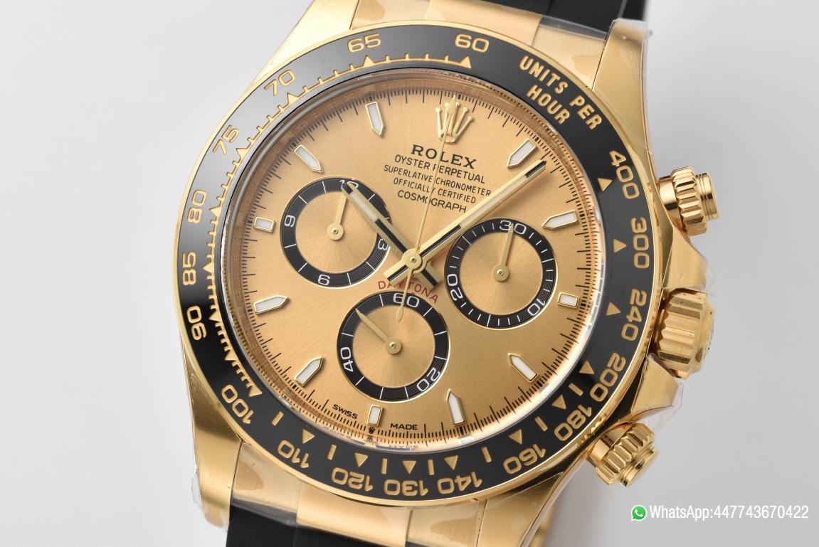 Victory Factory Watch Rolex Daytona 126518 Yellow Gold Case Golden Dial and Black Counter Rings Oysterflex Strap 4131 Movement 02 Clean Factory Watch Rolex Daytona 126518 Yellow Gold Case Golden Dial and Black Counter Rings Oysterflex Strap 4131 Movement 02