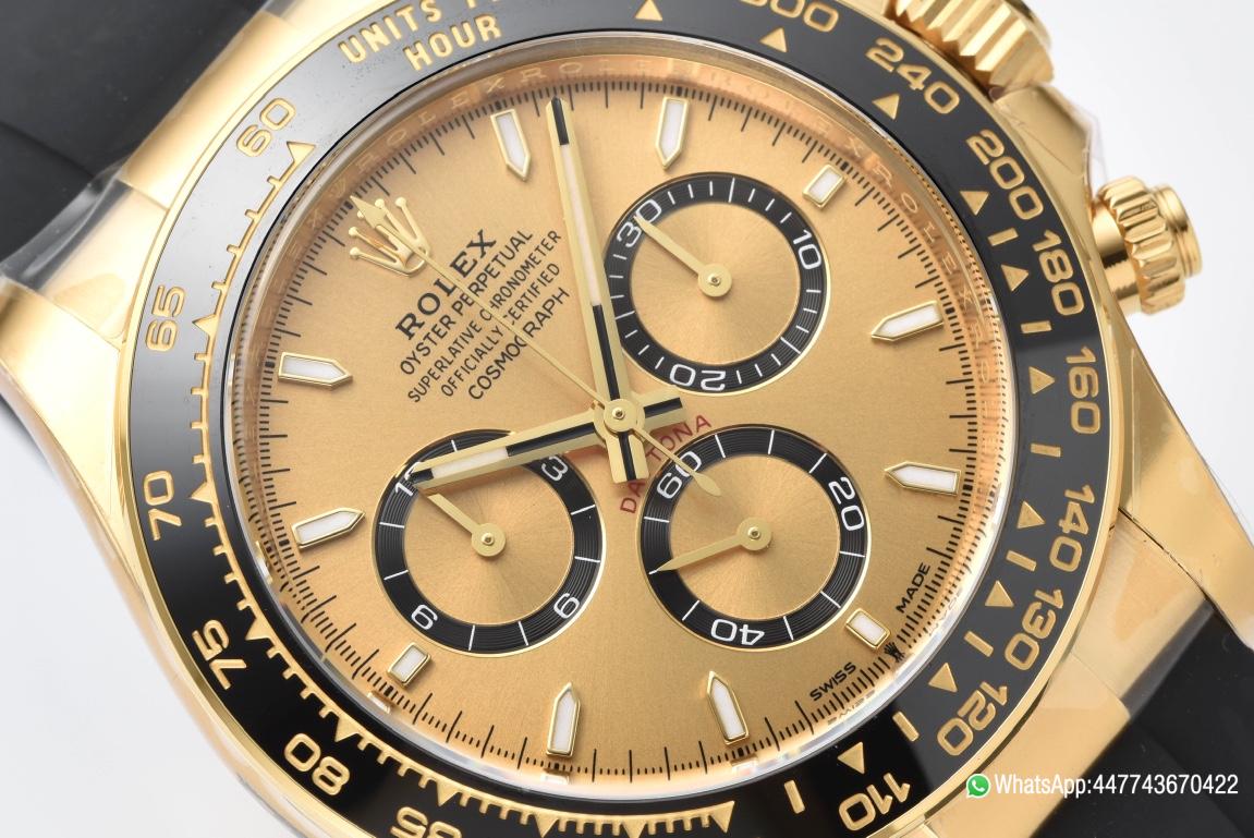 Victory Factory Watch Rolex Daytona 126518 Yellow Gold Case Golden Dial and Black Counter Rings Oysterflex Strap 4131 Movement 03 Clean Factory Watch Rolex Daytona 126518 Yellow Gold Case Golden Dial and Black Counter Rings Oysterflex Strap 4131 Movement 03