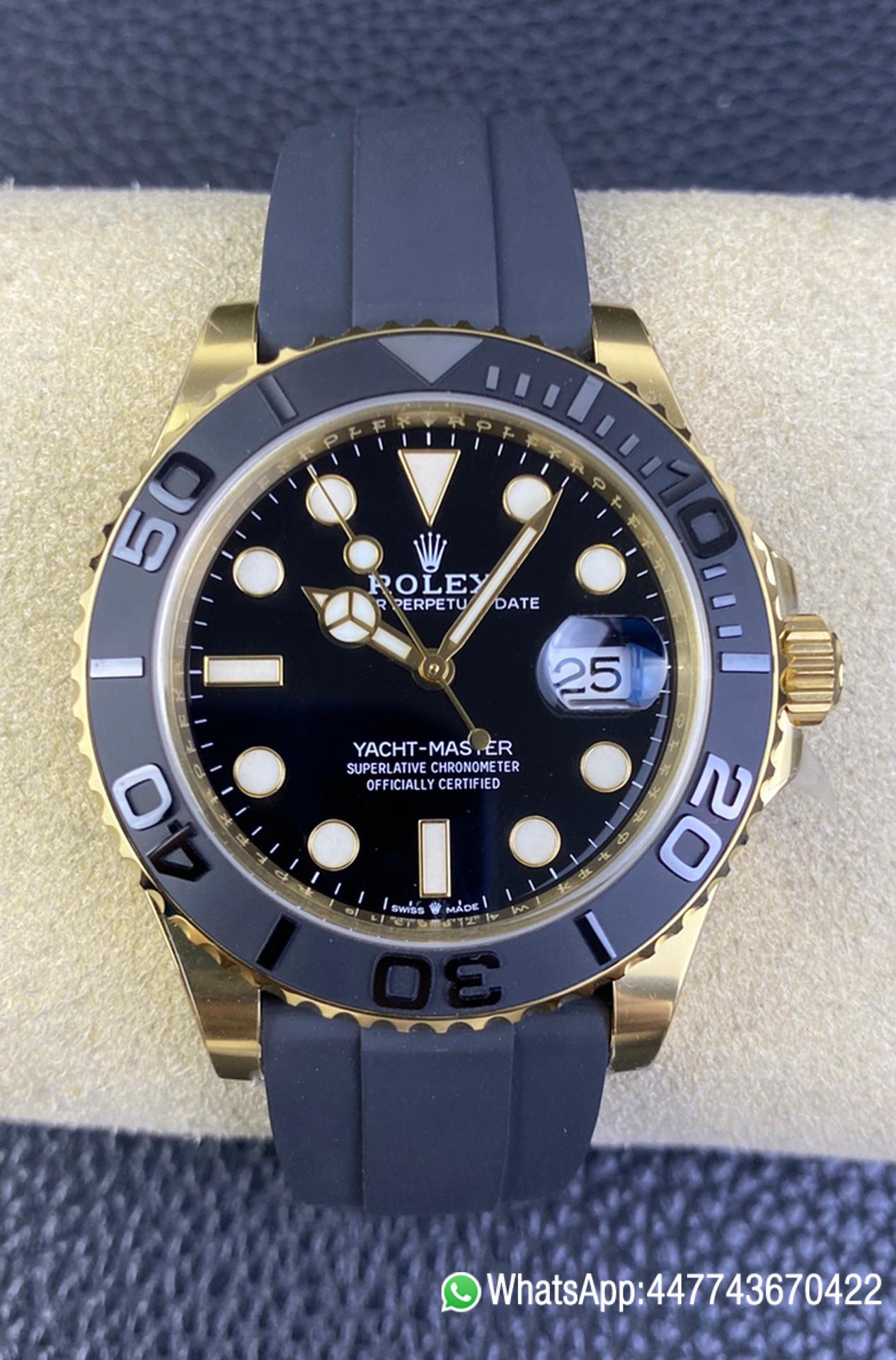 Victory Factory Yacht Master 42mm 226658 Yellow Gold Case 3D Black Ceramic Bezel Oysterflex Strap SuerClone 3235 Movement 000 Clean Factory Yacht Master 42mm 226658 Yellow Gold Case 3D Black Ceramic Bezel Oysterflex Strap SuerClone 3235 Movement 000