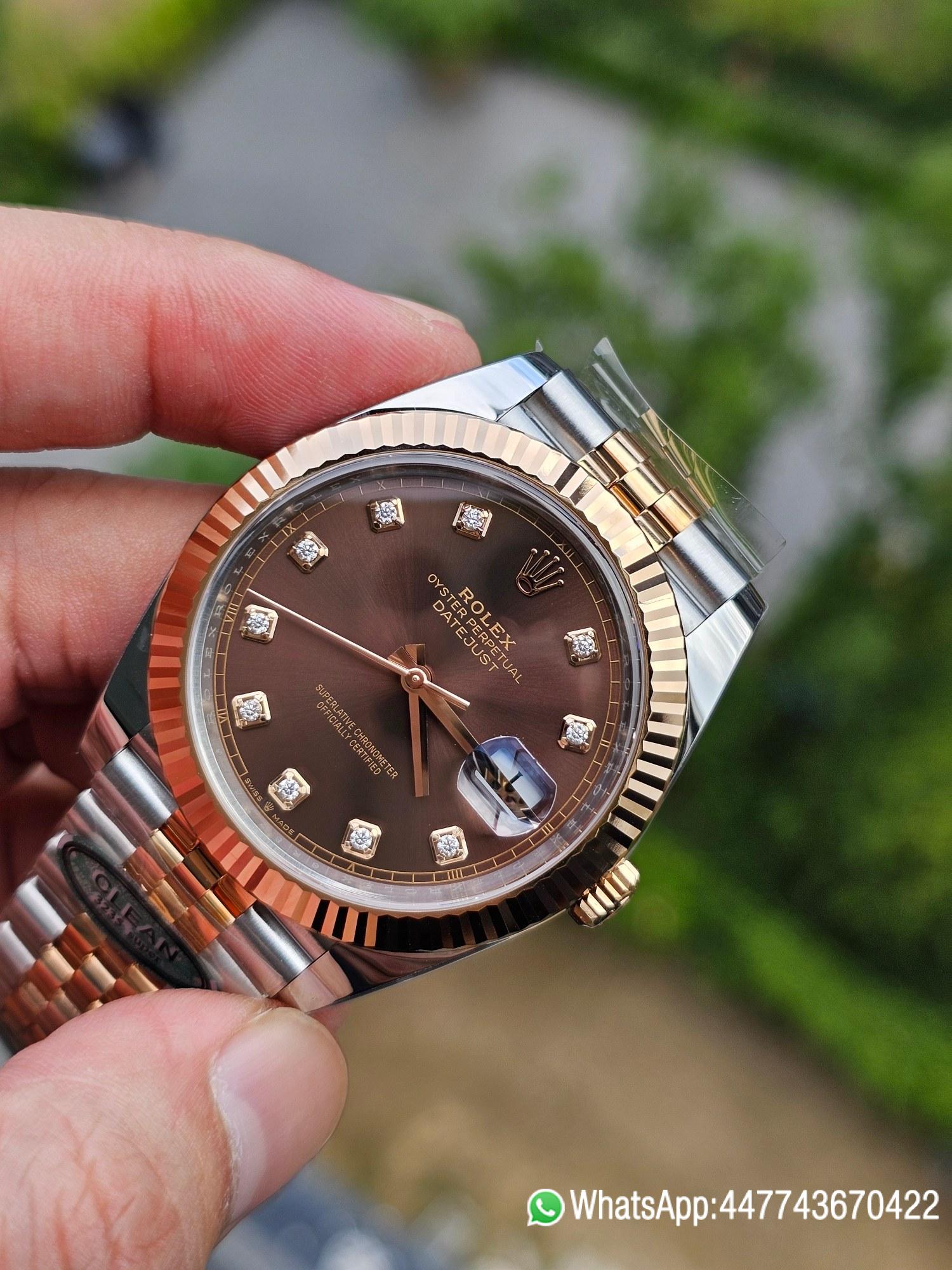 Victory Factory Datejust 41 M126331 0004 Chocolate Dial Diamonds Hour Markers Rose Gold and Steel Jubilee Band SH3235 Caliber 02 Clean Factory Datejust 41 M126331 0004 Chocolate Dial Diamonds Hour Markers Rose Gold and Steel Jubilee Band SH3235 Caliber 02