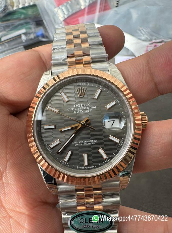 Victory Factory Watch Datejust 41 M126331 0020 Grey Fluted Motif Dial Rose Gold and Oyster Steel Bracelet SH3235 Movement 00 Clean Factory Watch Datejust 41 M126331 0020 Grey Fluted Motif Dial Rose Gold and Oyster Steel Bracelet SH3235 Movement 00