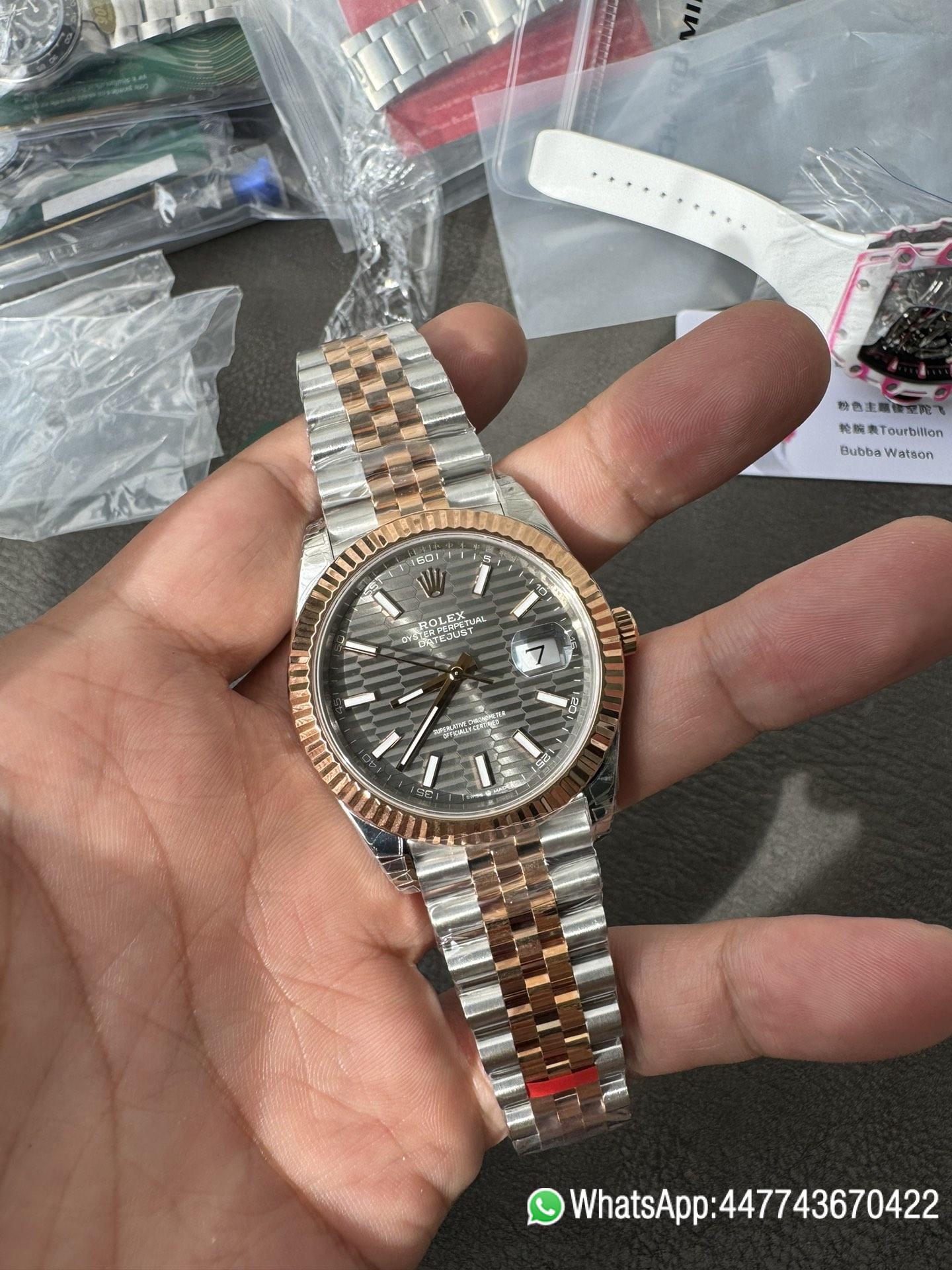 Victory Factory Watch Datejust 41 M126331 0020 Grey Fluted Motif Dial Rose Gold and Oyster Steel Bracelet SH3235 Movement 01 Clean Factory Watch Datejust 41 M126331 0020 Grey Fluted Motif Dial Rose Gold and Oyster Steel Bracelet SH3235 Movement 01