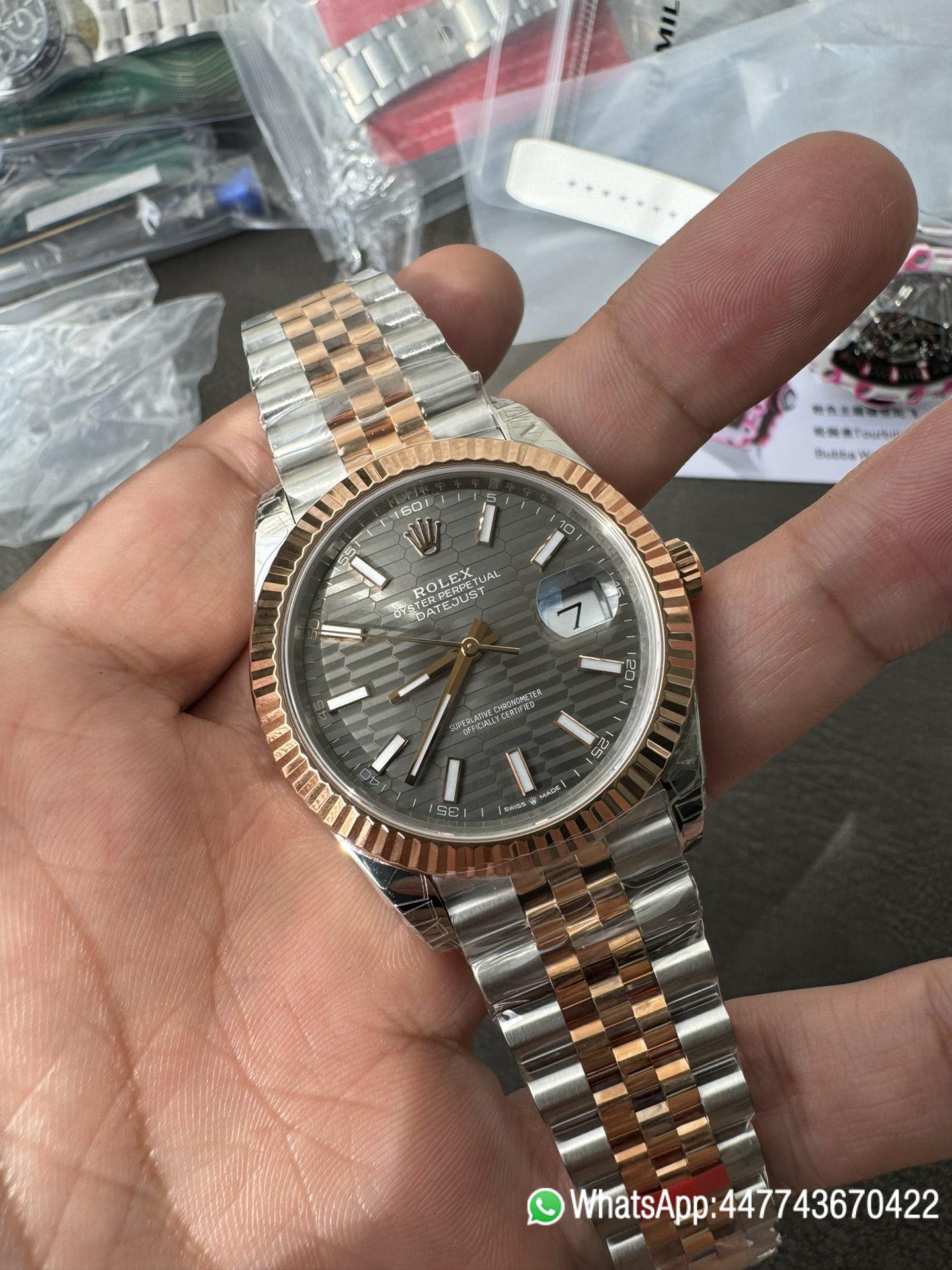 Victory Factory Watch Datejust 41 M126331 0020 Grey Fluted Motif Dial Rose Gold and Oyster Steel Bracelet SH3235 Movement 02 Clean Factory Watch Datejust 41 M126331 0020 Grey Fluted Motif Dial Rose Gold and Oyster Steel Bracelet SH3235 Movement 02