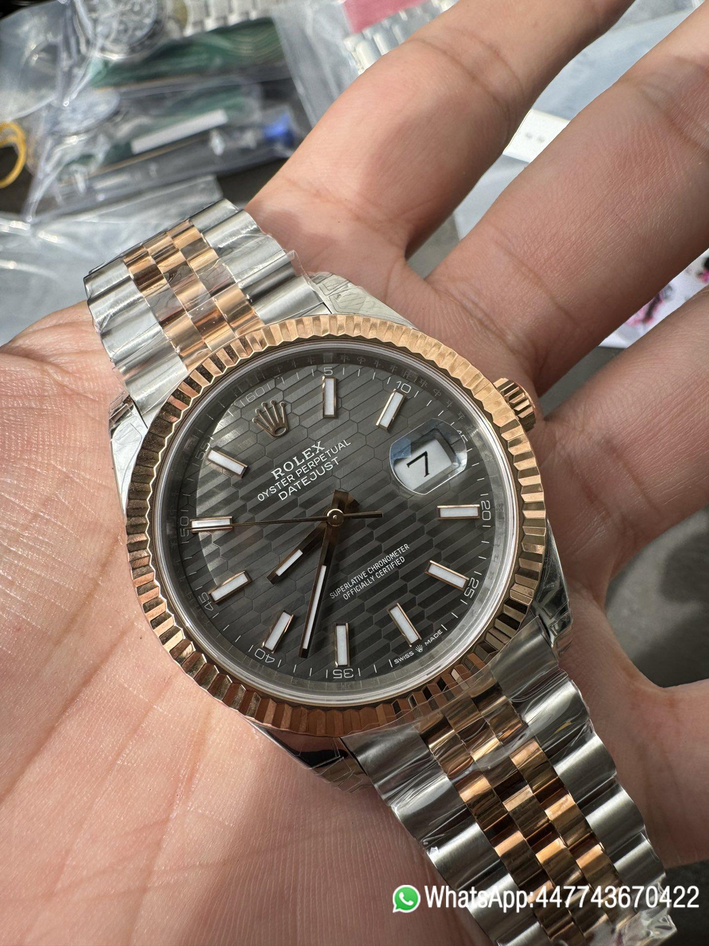 Victory Factory Watch Datejust 41 M126331 0020 Grey Fluted Motif Dial Rose Gold and Oyster Steel Bracelet SH3235 Movement 04 Clean Factory Watch Datejust 41 M126331 0020 Grey Fluted Motif Dial Rose Gold and Oyster Steel Bracelet SH3235 Movement 04