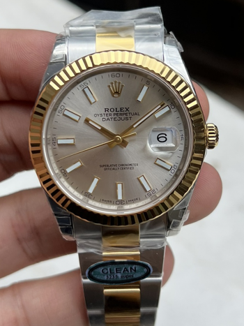 Clean Factory Watch Datejust 41 M126333 0001 Silver Dial Yellow Gold Fluted Bezel Yellow Gold and Steel Oyster Bracelet SH3235 Movement 000