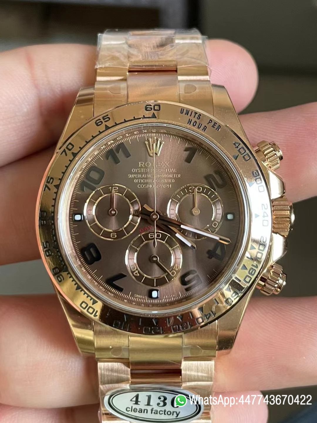 Victory Factory Daytona 116505 0011 Rose Gold Case Bracelet Chocolate Dial with Black Number Markers DD4130 Caliber Clean Factory Daytona 116505 0011 Rose Gold Case Bracelet Chocolate Dial with Black Number Markers DD4130 Caliber