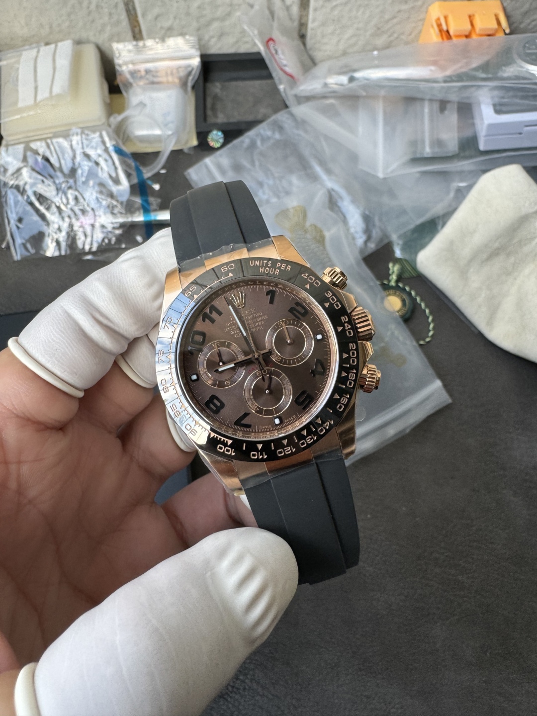 Victory Factory Rolex Daytona 116515LN Rose Gold Case Chocolate Dial with Black Number Markers Black Ceramic Bezel DD4130 Oysterflex Strap 07 Clean Factory Rolex Daytona 116515LN Rose Gold Case Chocolate Dial with Black Number Markers Black Ceramic Bezel DD4130 Oysterflex Strap 07