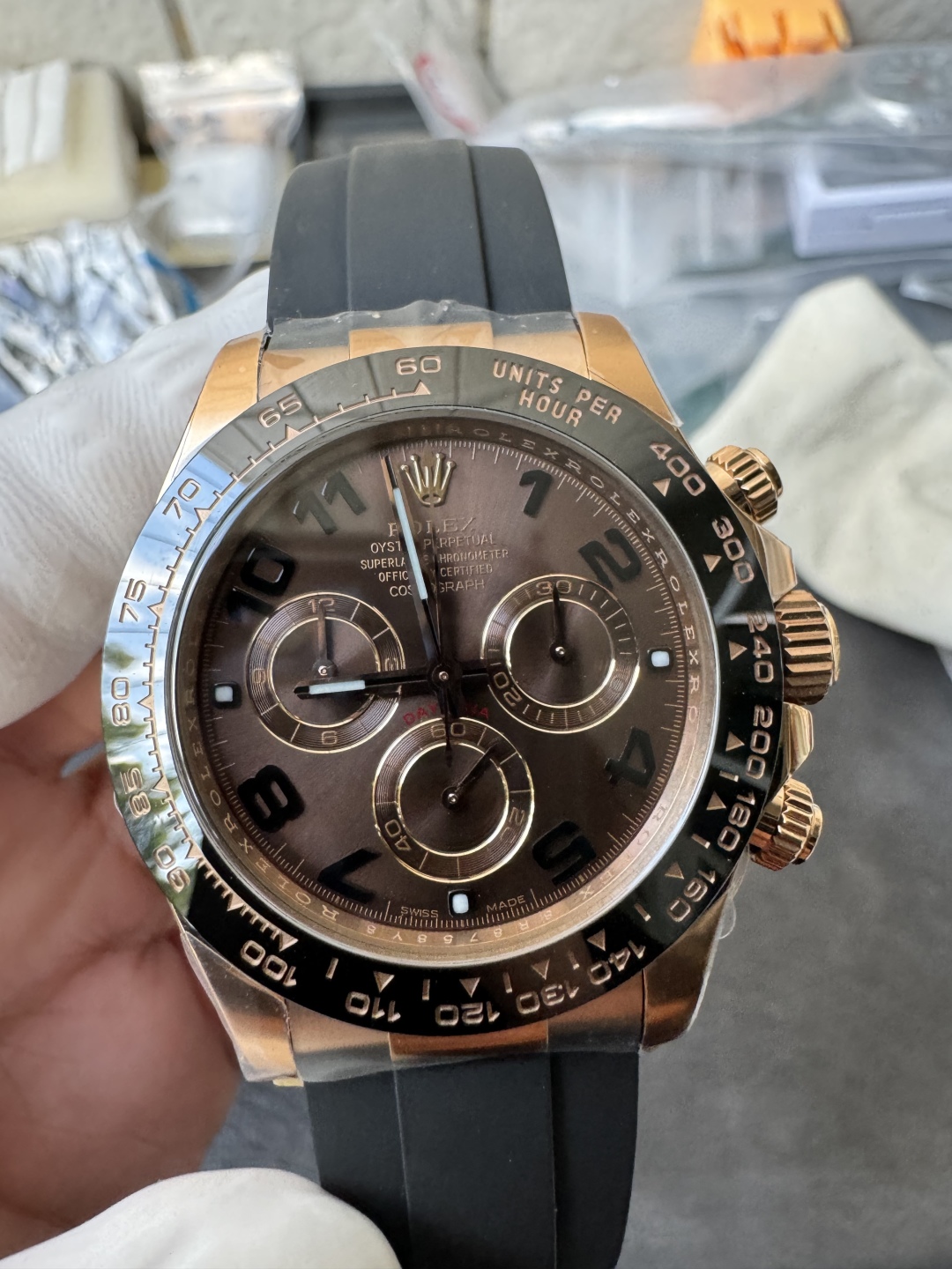 Victory Factory Rolex Daytona 116515LN Rose Gold Case Chocolate Dial with Black Number Markers Black Ceramic Bezel DD4130 Oysterflex Strap 09 Clean Factory Rolex Daytona 116515LN Rose Gold Case Chocolate Dial with Black Number Markers Black Ceramic Bezel DD4130 Oysterflex Strap 09