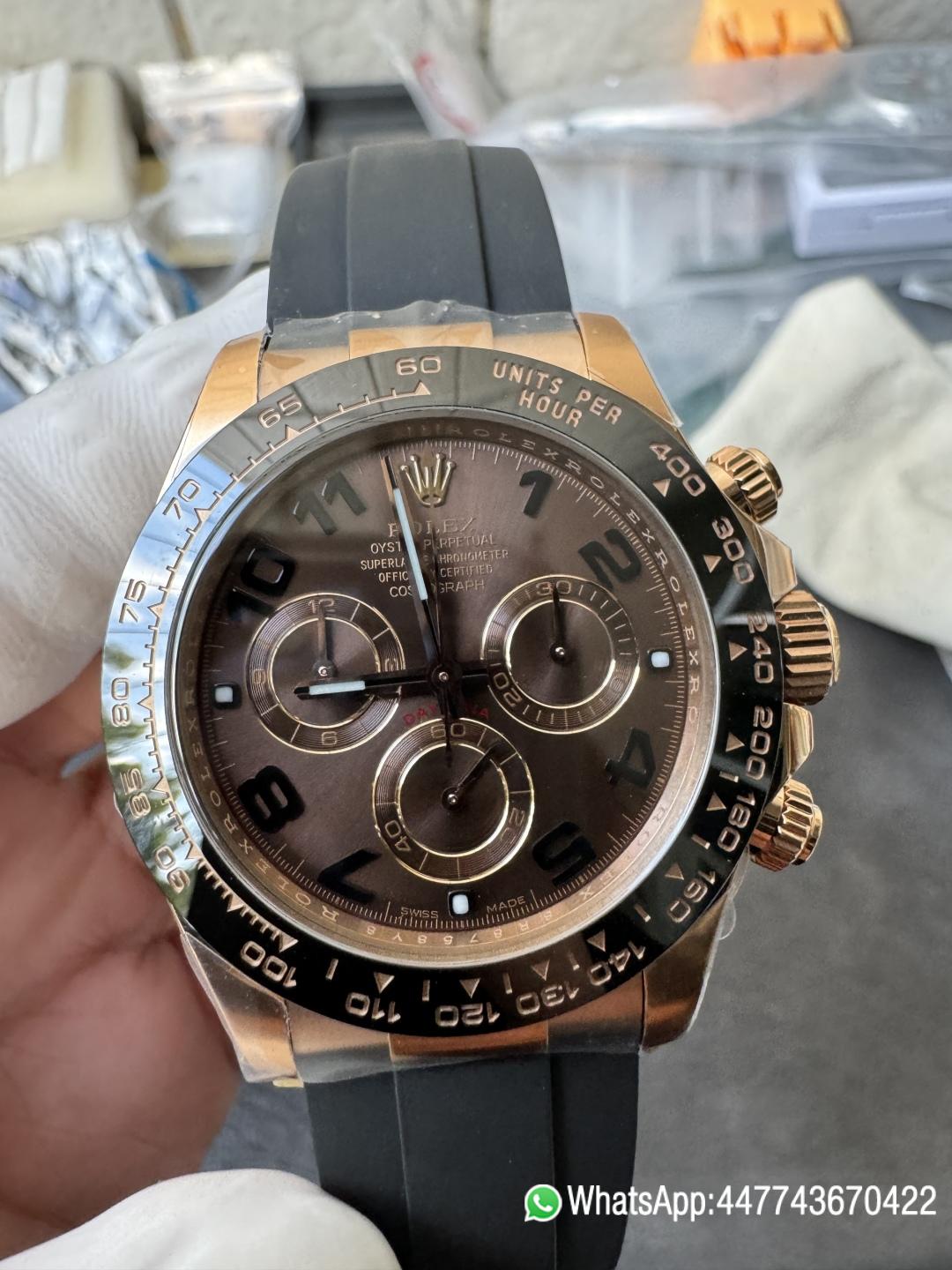 Victory Factory Rolex Daytona 116515LN Rose Gold Case Chocolate Dial with Black Number Markers Black Ceramic Bezel DD4130 Oysterflex Strap 09 Clean Factory Rolex Daytona 116515LN Rose Gold Case Chocolate Dial with Black Number Markers Black Ceramic Bezel DD4130 Oysterflex Strap 09