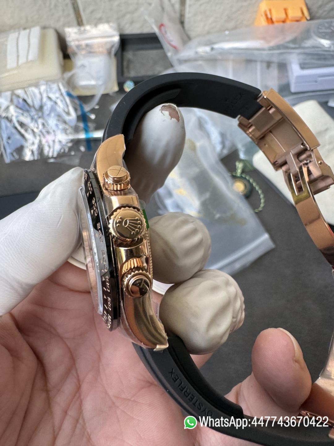 Victory Factory Rolex Daytona 116515LN Rose Gold Case Chocolate Dial with Black Number Markers Black Ceramic Bezel DD4130 Oysterflex Strap 11 Clean Factory Rolex Daytona 116515LN Rose Gold Case Chocolate Dial with Black Number Markers Black Ceramic Bezel DD4130 Oysterflex Strap 11