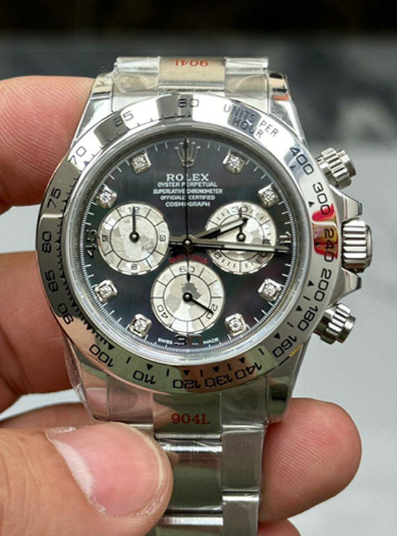 Victory Factory Watch Daytona 116509 Black Mother of Pearl Dial Diamond Hors Markers SuperClone 4130 Movement 00000 Clean Factory Watch Daytona 116509 Black Mother of Pearl Dial Diamond Hors Markers SuperClone 4130 Movement 00000