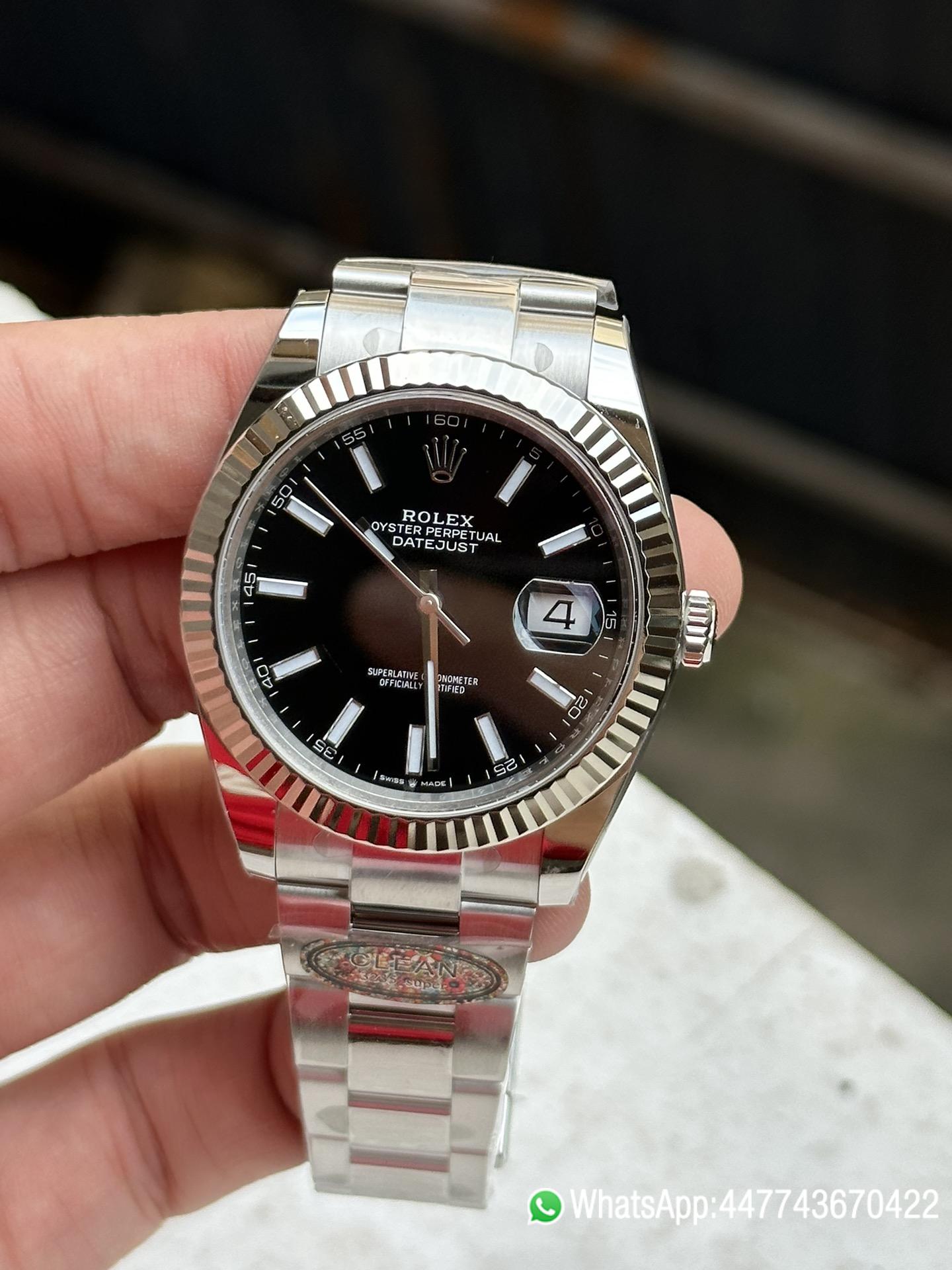 Victory Factory Watch Rolex Datejust 41mm 126334 Black Dial Fluted Bezel Luminous Hour Markers Oyster Bracelet SH3235 Movement 01 Clean Factory Watch Rolex Datejust 41mm 126334 Black Dial Fluted Bezel Luminous Hour Markers Oyster Bracelet SH3235 Movement 01