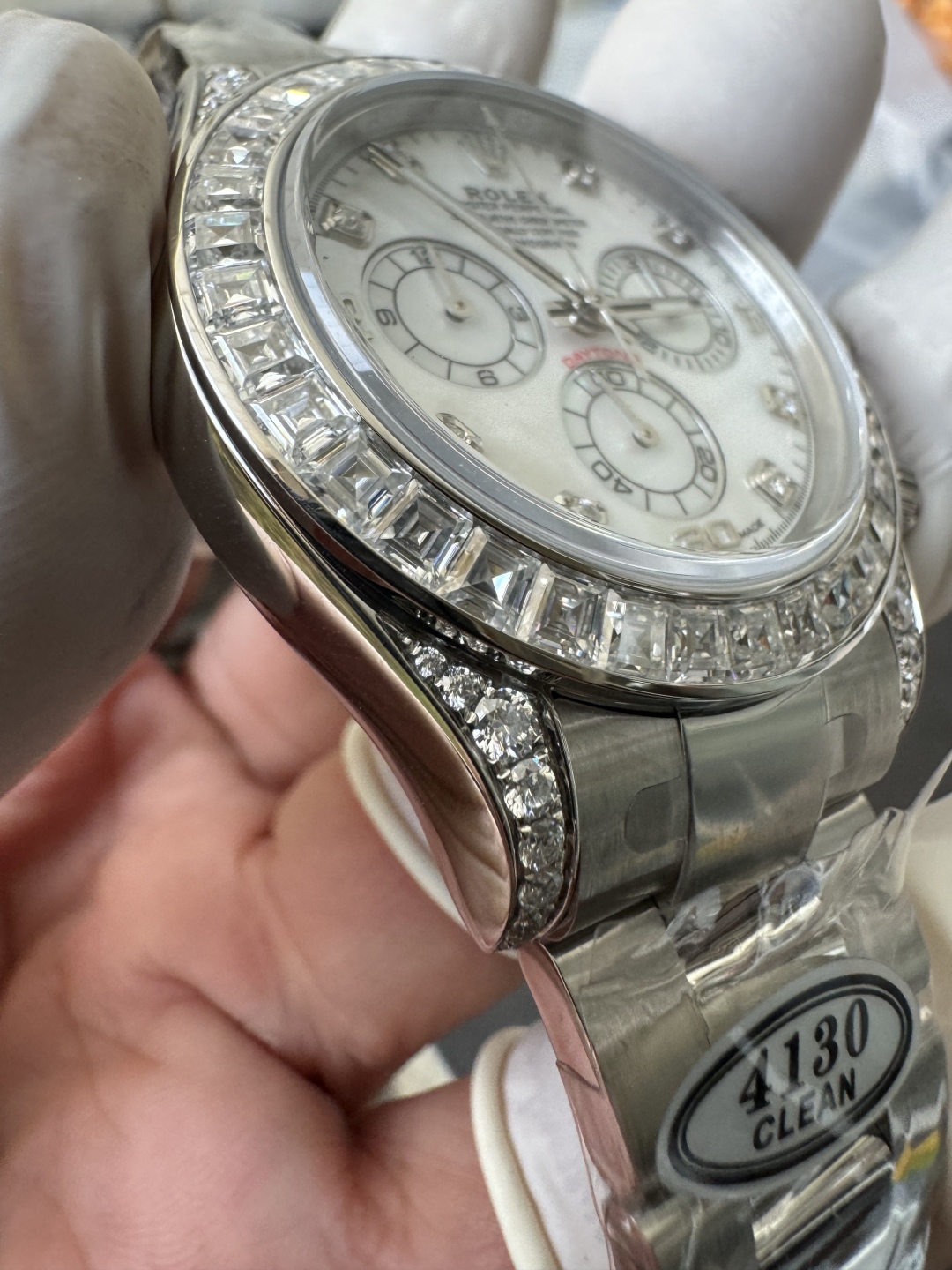 Premium Customized Daytona 116589 MOP Dial Diamonds Hour Markers Diamonds Case and Bezel Based on Victory Factory DD4130 Movement 08 Premium Customized Daytona 116589 MOP Dial Diamonds Hour Markers Diamonds Case and Bezel Based on Clean Factory DD4130 Movement 08