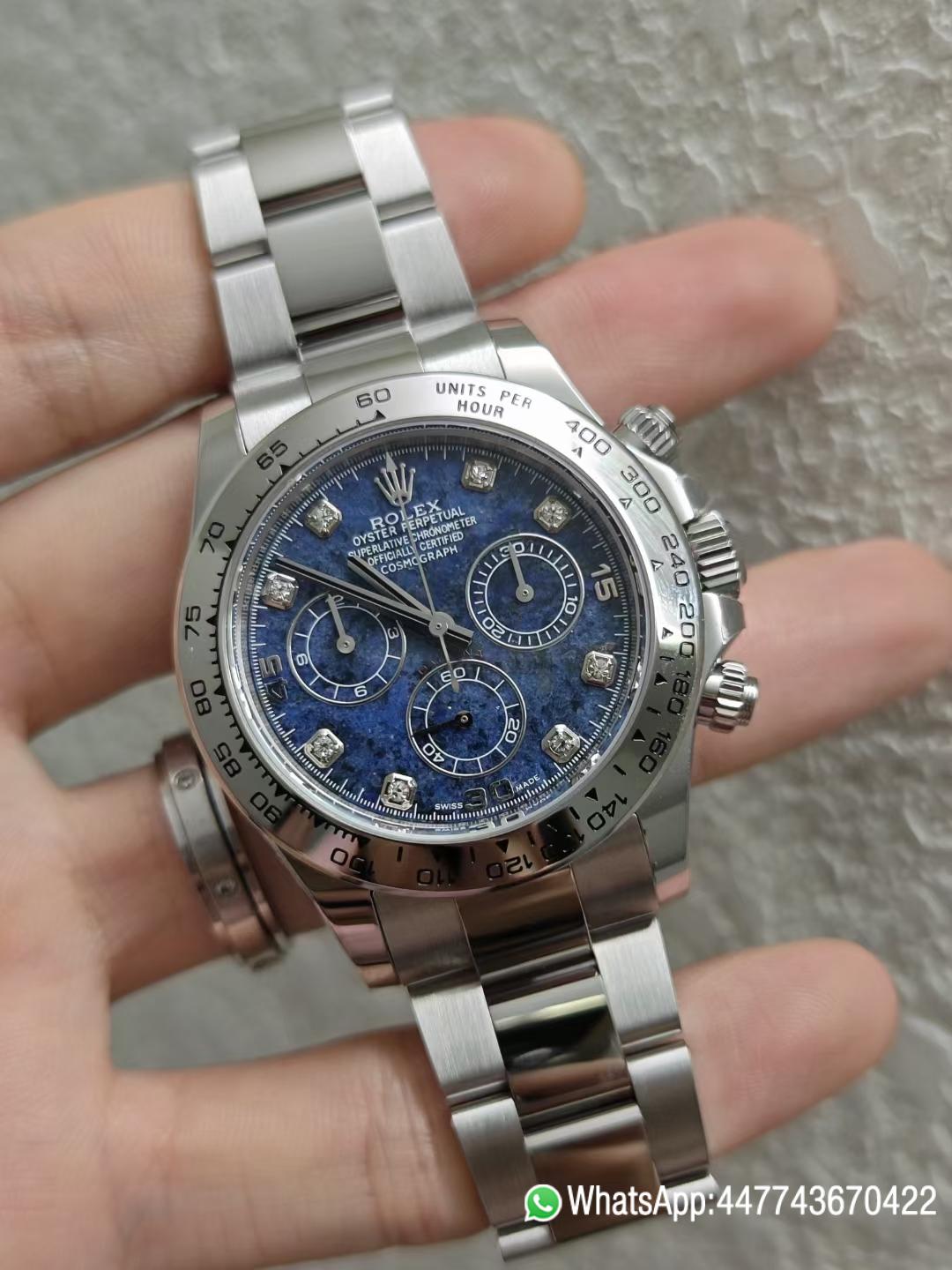 Victory Factory Daytona 116519 Blue Sodalite Dial wtih Diamonds Indexes Based Super Clone DanDong 4130 Movement Oyster Bracelet 01 Clean Factory Daytona 116519 Blue Sodalite Dial wtih Diamonds Indexes Based Super Clone DanDong 4130 Movement Oyster Bracelet 01