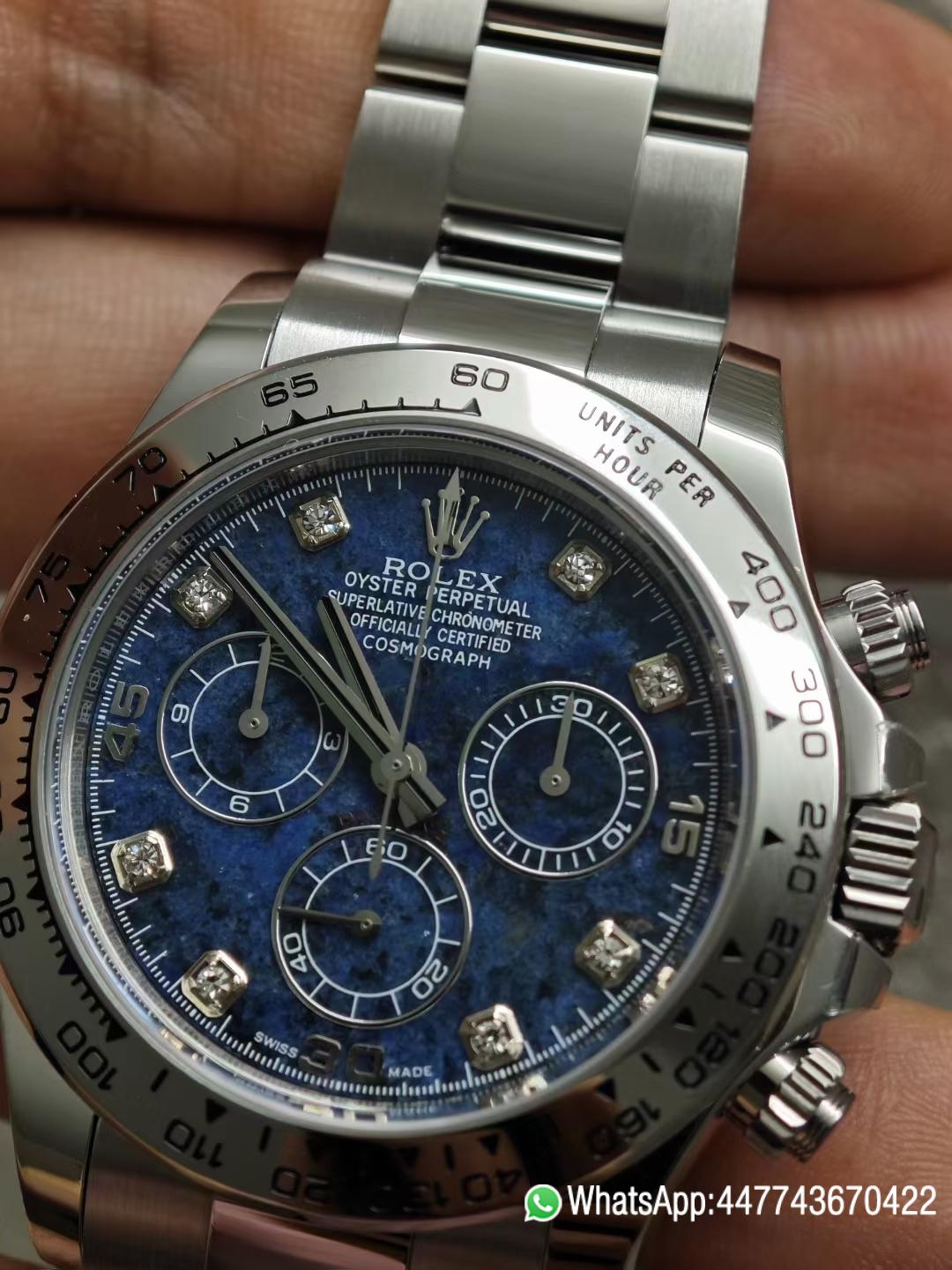 Victory Factory Daytona 116519 Blue Sodalite Dial wtih Diamonds Indexes Based Super Clone DanDong 4130 Movement Oyster Bracelet 03 Clean Factory Daytona 116519 Blue Sodalite Dial wtih Diamonds Indexes Based Super Clone DanDong 4130 Movement Oyster Bracelet 03