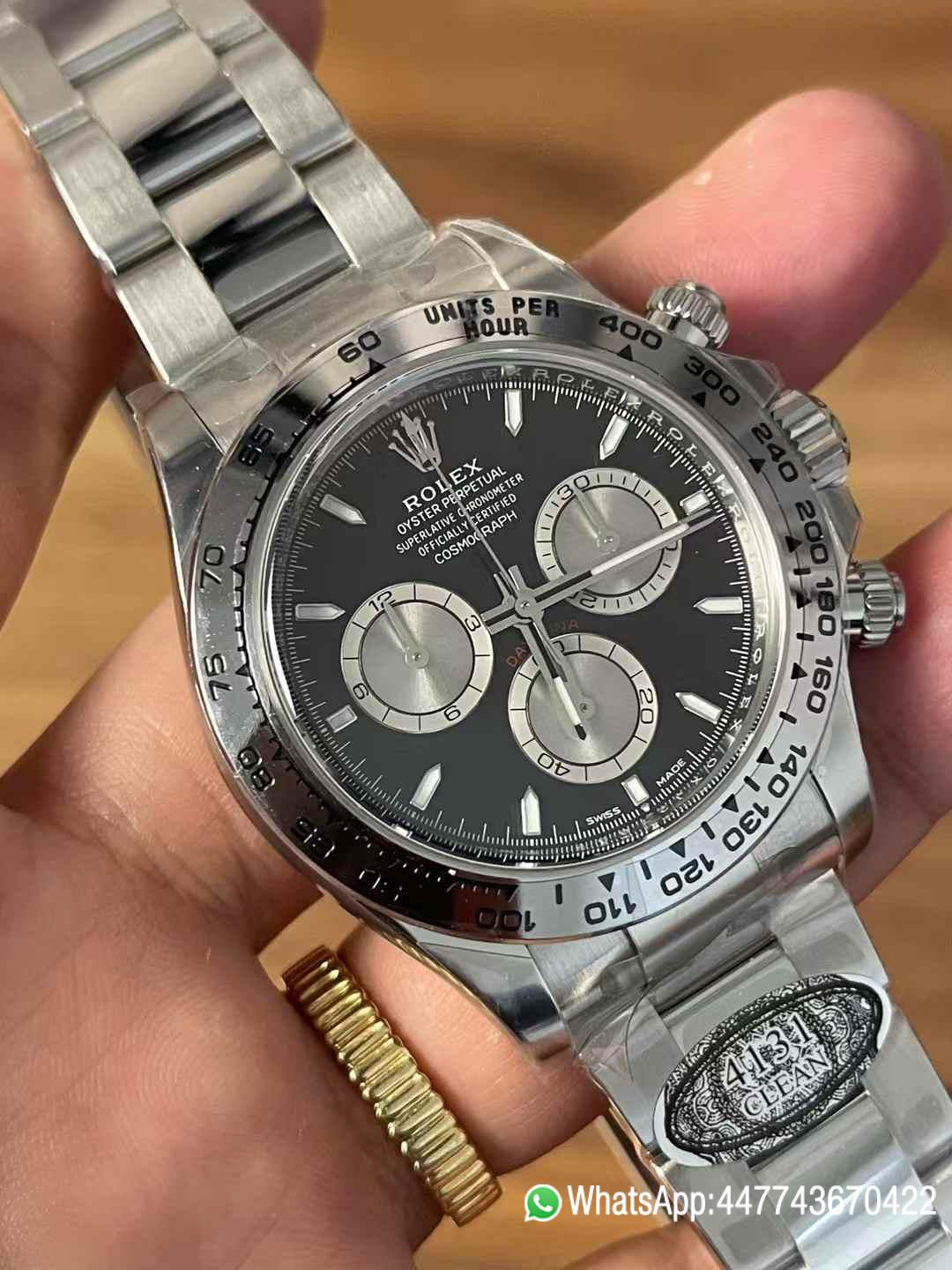 Victory Factory Watches Daytona 126509 Black Dial Luminous Hour Markers Silver Chrono Sub Dial 904L Steel Case Oyster Bracelet SH4131 Movement 02 Clean Factory Watches Daytona 126509 Black Dial Luminous Hour Markers Silver Chrono Sub Dial 904L Steel Case Oyster Bracelet SH4131 Movement 02