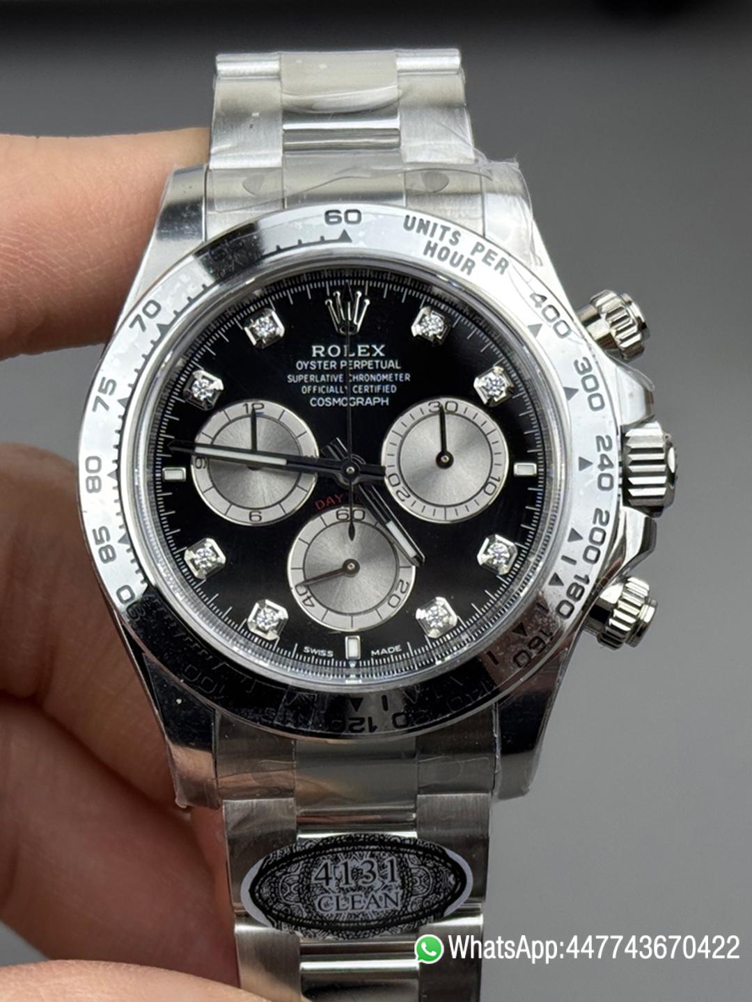 Victory Factory Watches Rolex Daytona 126509 Black Dial Diamonds Hour Markers Silver Chrono Sub Dial 904L Steel Case Oyster Bracelet SH4131 Movement 000 Clean Factory Watches Rolex Daytona 126509 Black Dial Diamonds Hour Markers Silver Chrono Sub Dial 904L Steel Case Oyster Bracelet SH4131 Movement 000