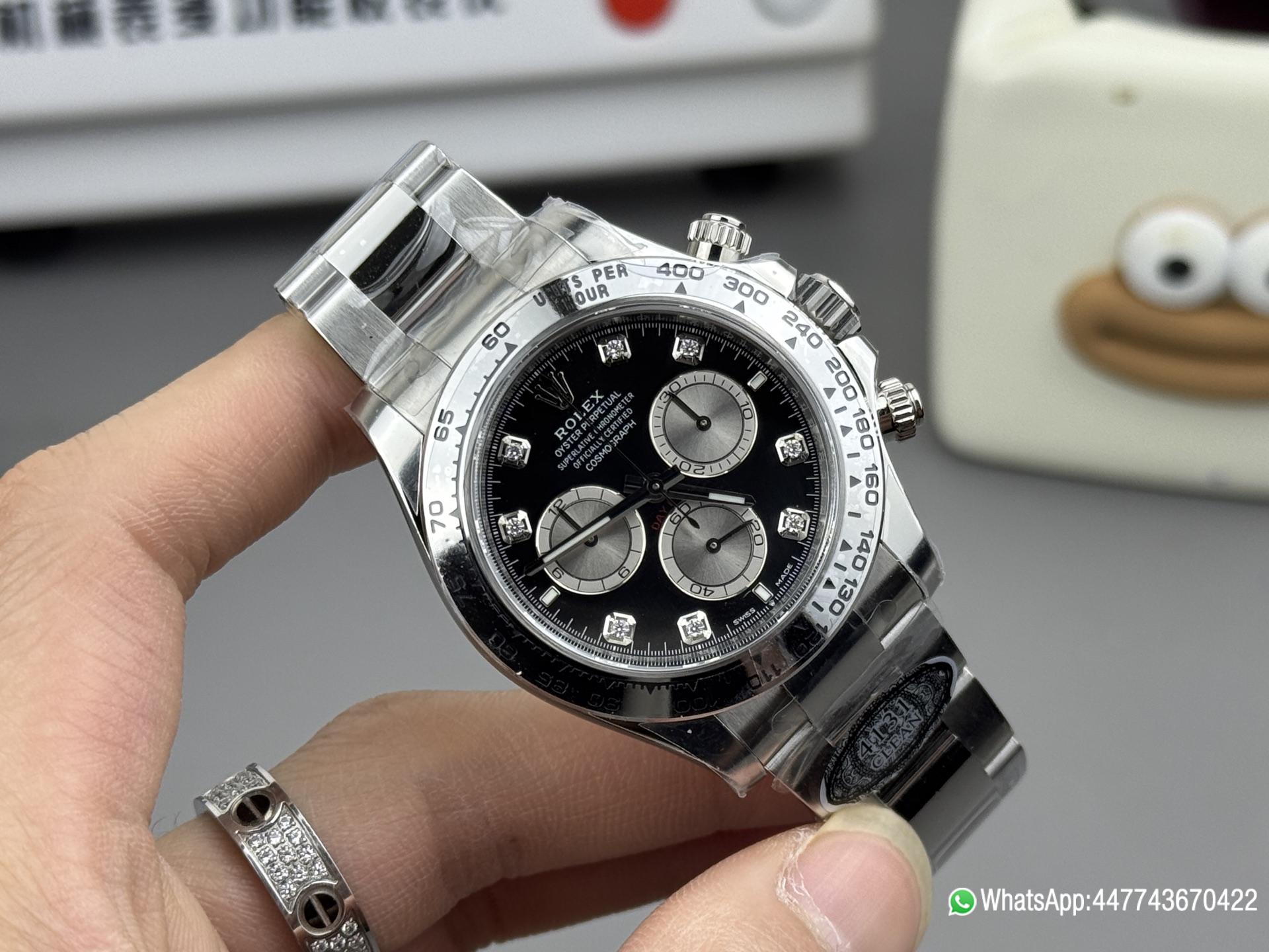 Victory Factory Watches Rolex Daytona 126509 Black Dial Diamonds Hour Markers Silver Chrono Sub Dial 904L Steel Case Oyster Bracelet SH4131 Movement 02 Clean Factory Watches Rolex Daytona 126509 Black Dial Diamonds Hour Markers Silver Chrono Sub Dial 904L Steel Case Oyster Bracelet SH4131 Movement 02