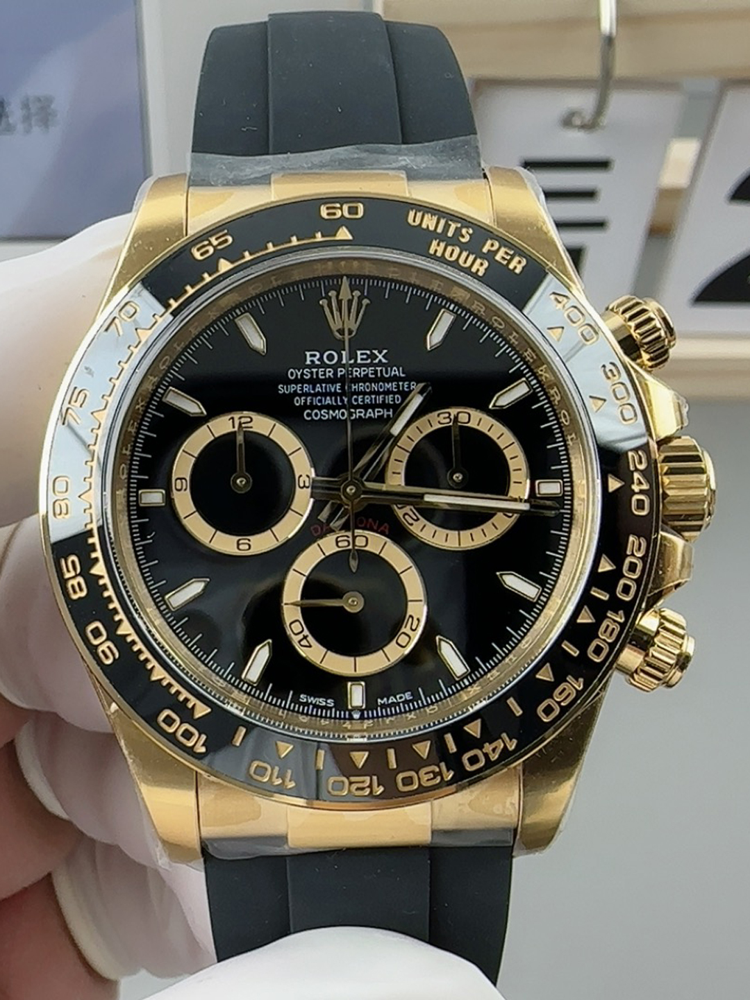 Victory Factory Watches Rolex Daytona 126518 Black Dial Luminos Hour Markers Yellow Gold Case Black Ceramic Bezel Oysterflex Strap 4131 Caliber 00 Clean Factory Watches Rolex Daytona 126518 Black Dial Luminos Hour Markers Yellow Gold Case Black Ceramic Bezel Oysterflex Strap 4131 Caliber 00