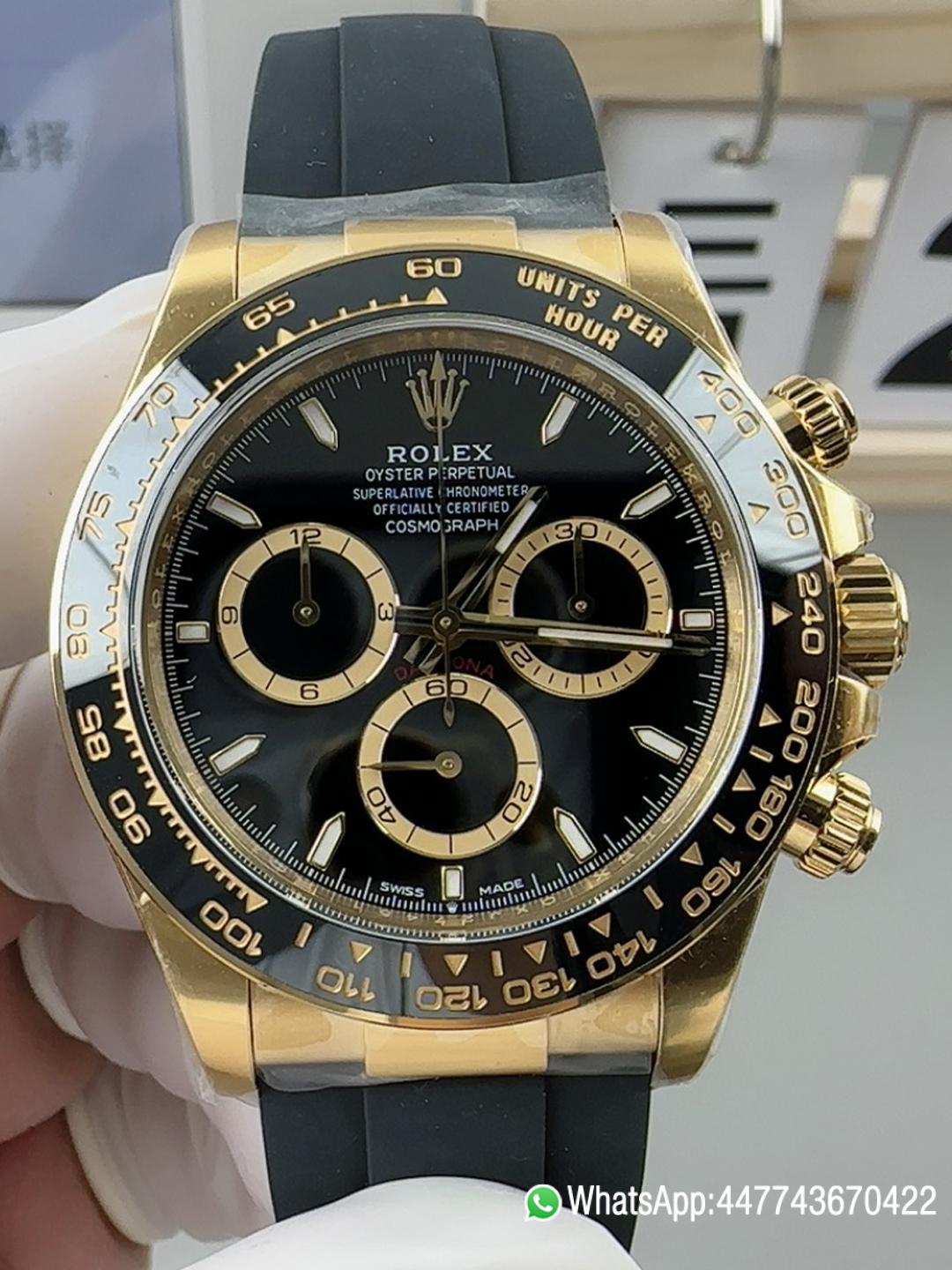 Victory Factory Watches Rolex Daytona 126518 Black Dial Luminos Hour Markers Yellow Gold Case Black Ceramic Bezel Oysterflex Strap 4131 Caliber 00 Clean Factory Watches Rolex Daytona 126518 Black Dial Luminos Hour Markers Yellow Gold Case Black Ceramic Bezel Oysterflex Strap 4131 Caliber 00
