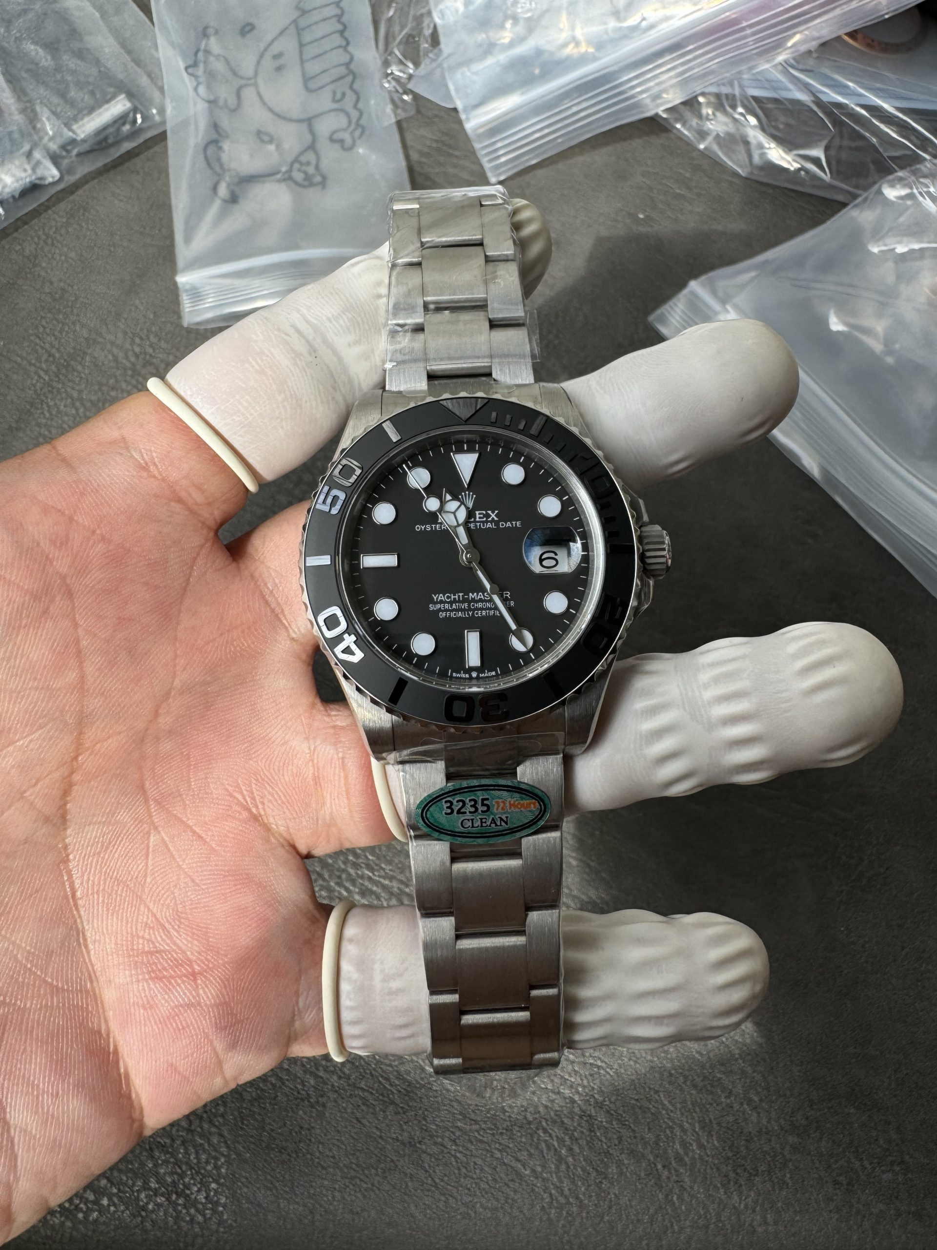 Victory Factory Watches Yacht Master 226627 Titanium Case and Bracelet Black Dial Black Ceramic Bezel Blue Luminous Hour Markers ShangHai 3235 Movement 03 Clean Factory Watches Yacht Master 226627 Titanium Case and Bracelet Black Dial Black Ceramic Bezel Blue Luminous Hour Markers ShangHai 3235 Movement 03