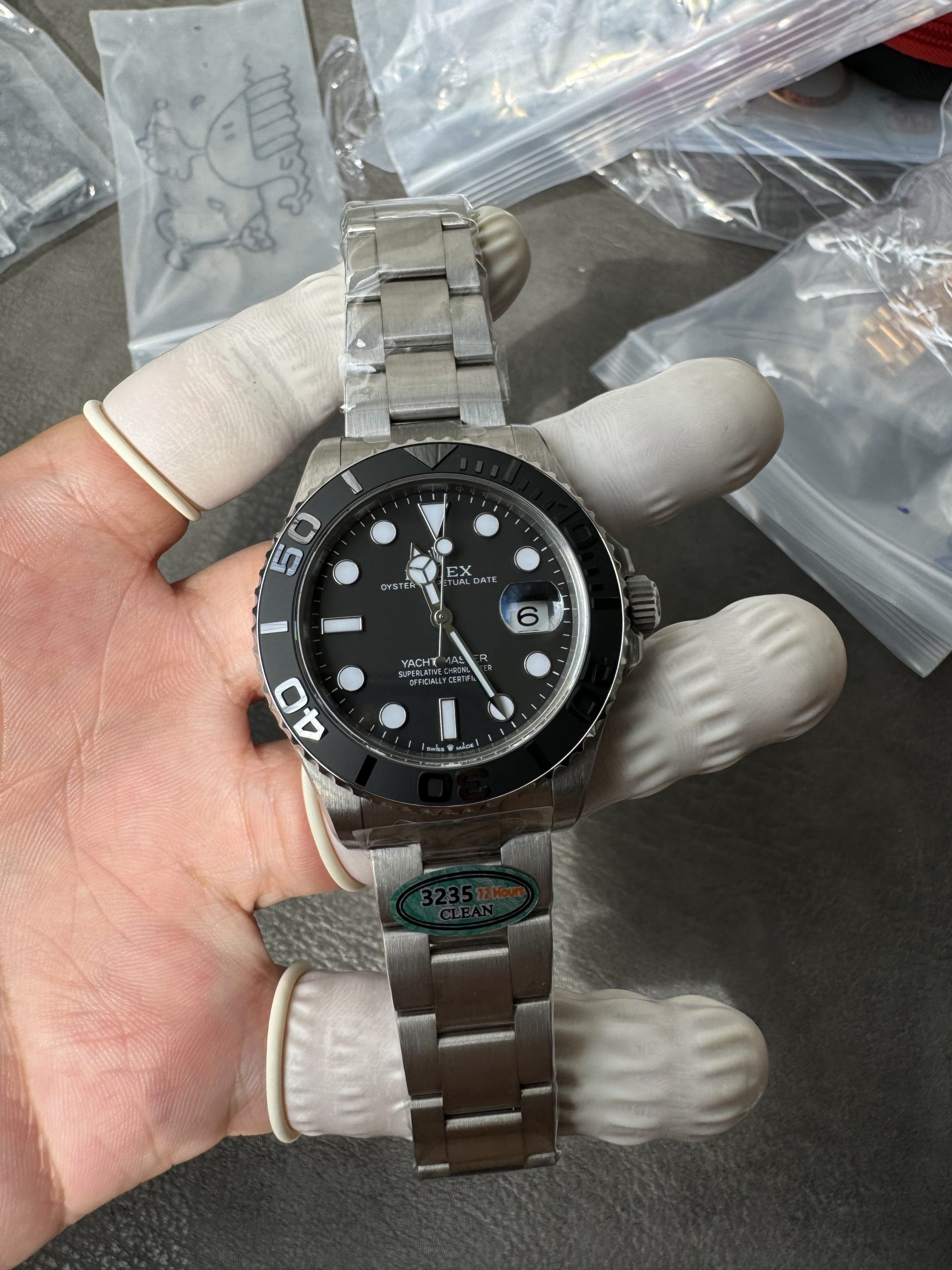 Victory Factory Watches Yacht Master 226627 Titanium Case and Bracelet Black Dial Black Ceramic Bezel Blue Luminous Hour Markers ShangHai 3235 Movement 04 Clean Factory Watches Yacht Master 226627 Titanium Case and Bracelet Black Dial Black Ceramic Bezel Blue Luminous Hour Markers ShangHai 3235 Movement 04