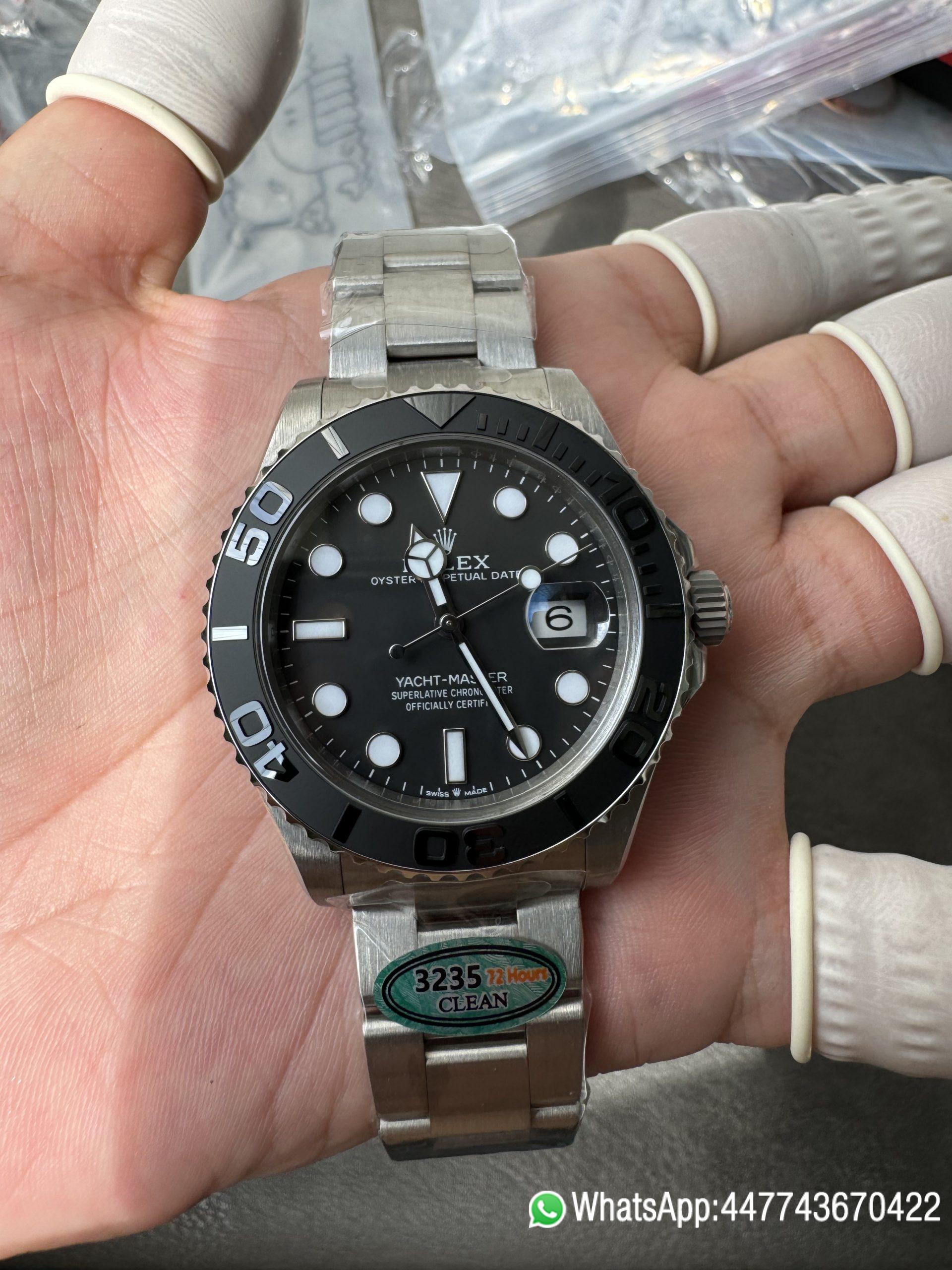 Victory Factory Watches Yacht Master 226627 Titanium Case and Bracelet Black Dial Black Ceramic Bezel Blue Luminous Hour Markers ShangHai 3235 Movement 06 Clean Factory Watches Yacht Master 226627 Titanium Case and Bracelet Black Dial Black Ceramic Bezel Blue Luminous Hour Markers ShangHai 3235 Movement 06