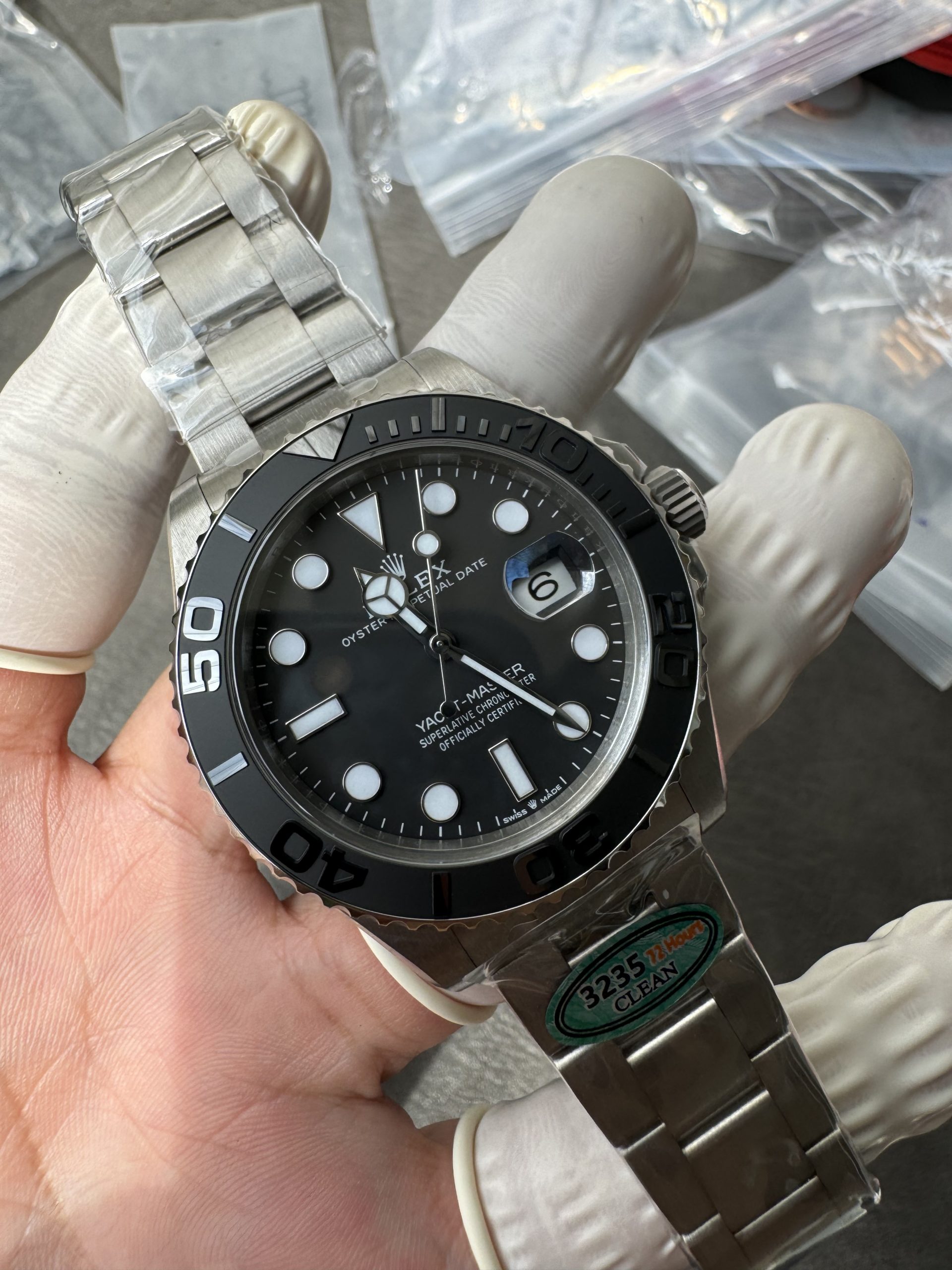 Victory Factory Watches Yacht Master 226627 Titanium Case and Bracelet Black Dial Black Ceramic Bezel Blue Luminous Hour Markers ShangHai 3235 Movement 07 Clean Factory Watches Yacht Master 226627 Titanium Case and Bracelet Black Dial Black Ceramic Bezel Blue Luminous Hour Markers ShangHai 3235 Movement 07
