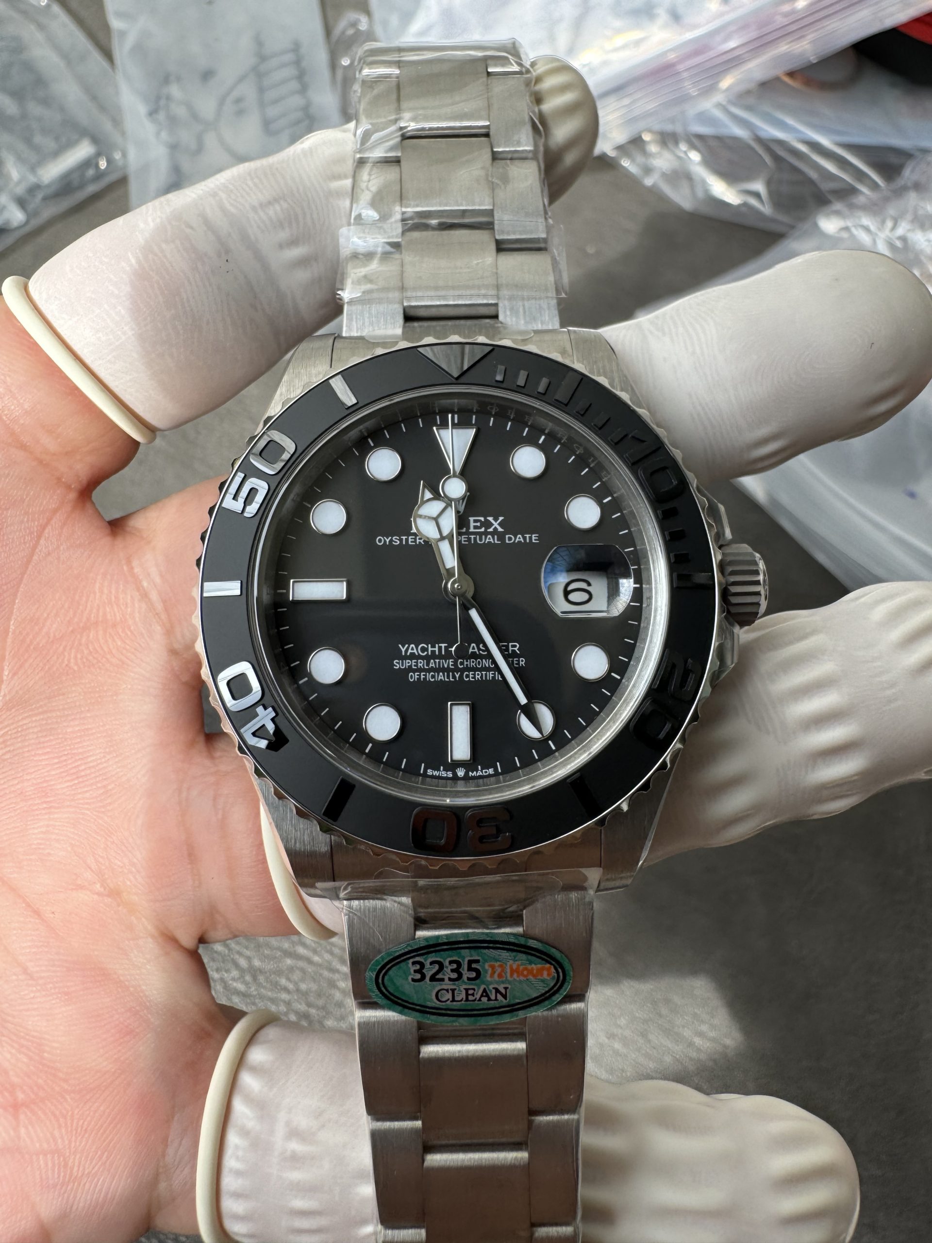 Victory Factory Watches Yacht Master 226627 Titanium Case and Bracelet Black Dial Black Ceramic Bezel Blue Luminous Hour Markers ShangHai 3235 Movement 08 Clean Factory Watches Yacht Master 226627 Titanium Case and Bracelet Black Dial Black Ceramic Bezel Blue Luminous Hour Markers ShangHai 3235 Movement 08