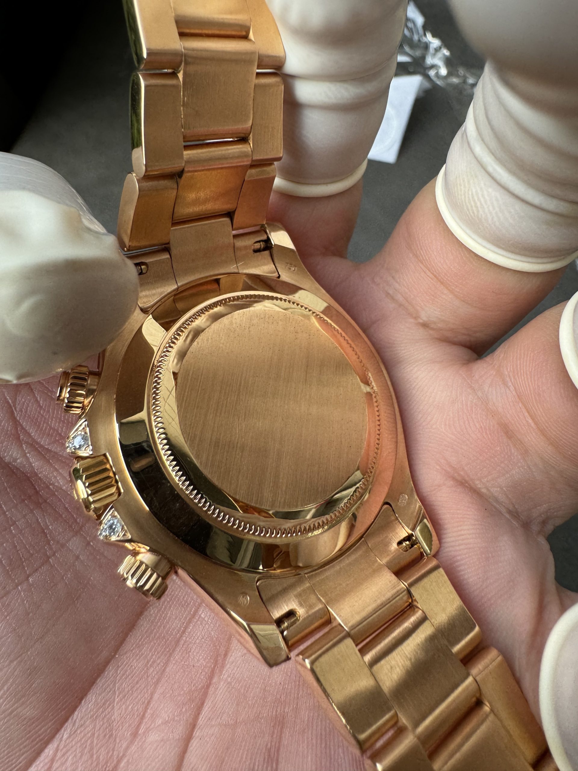 Victory Factory Rolex Custom SuperClone ICE Out Daytona 126595TBR Rose Gold Case Set with Diamonds Pink Dial with Diamond Indexs 4131 Movement 14 Clean Factory Rolex Custom SuperClone ICE Out Daytona 126595TBR Rose Gold Case Set with Diamonds Pink Dial with Diamond Indexs 4131 Movement 14