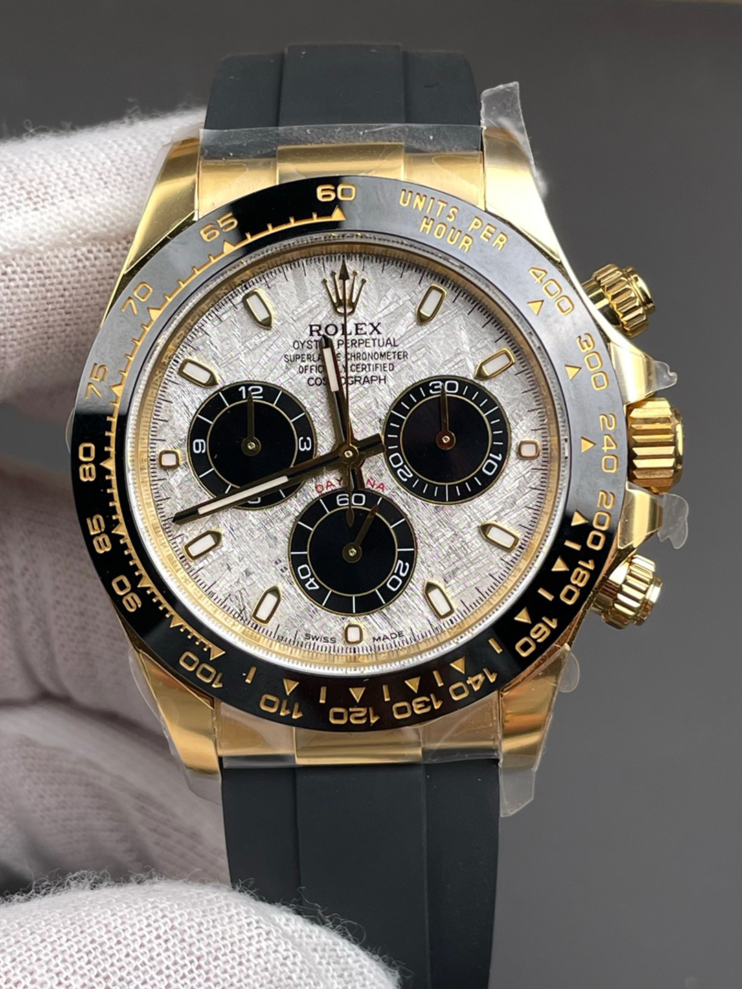 Victory Factory Watch Daytona 116518LN Meteorite Dial Black Chrono Sub Dial Yellow Gold Case Oysterflex Strap DD4130 Movement 01 1 Clean Factory Watch Daytona 116518LN Meteorite Dial Black Chrono Sub Dial Yellow Gold Case Oysterflex Strap DD4130 Movement 01 1