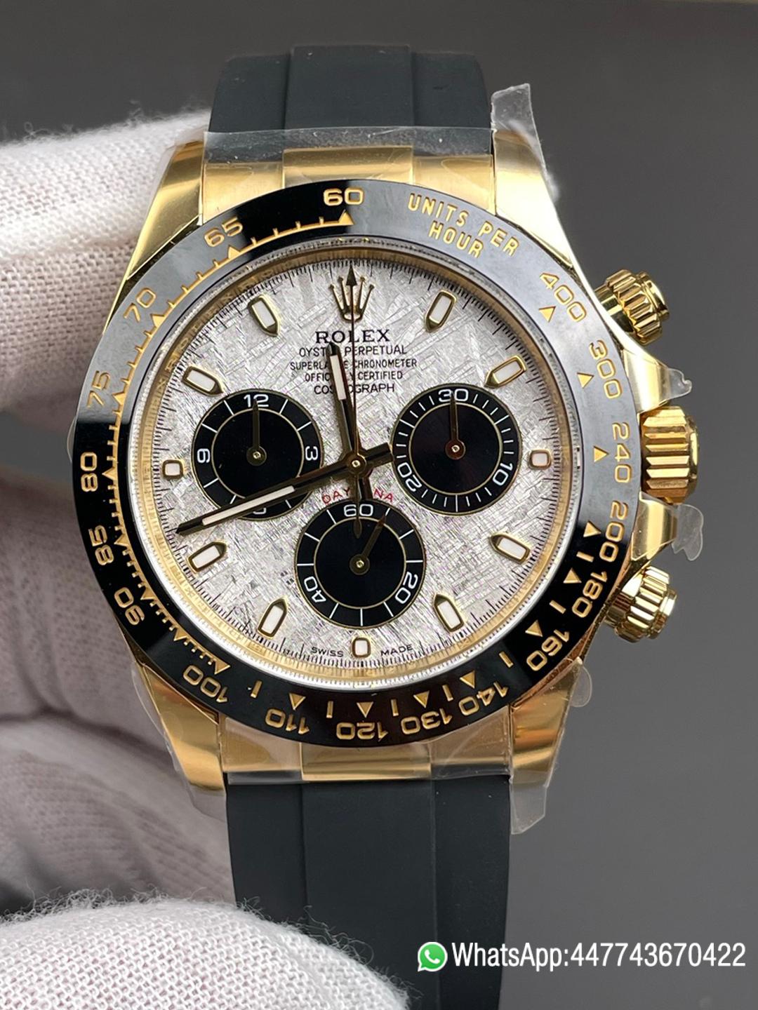 Victory Factory Watch Daytona 116518LN Meteorite Dial Black Chrono Sub Dial Yellow Gold Case Oysterflex Strap DD4130 Movement 01 1 Clean Factory Watch Daytona 116518LN Meteorite Dial Black Chrono Sub Dial Yellow Gold Case Oysterflex Strap DD4130 Movement 01 1
