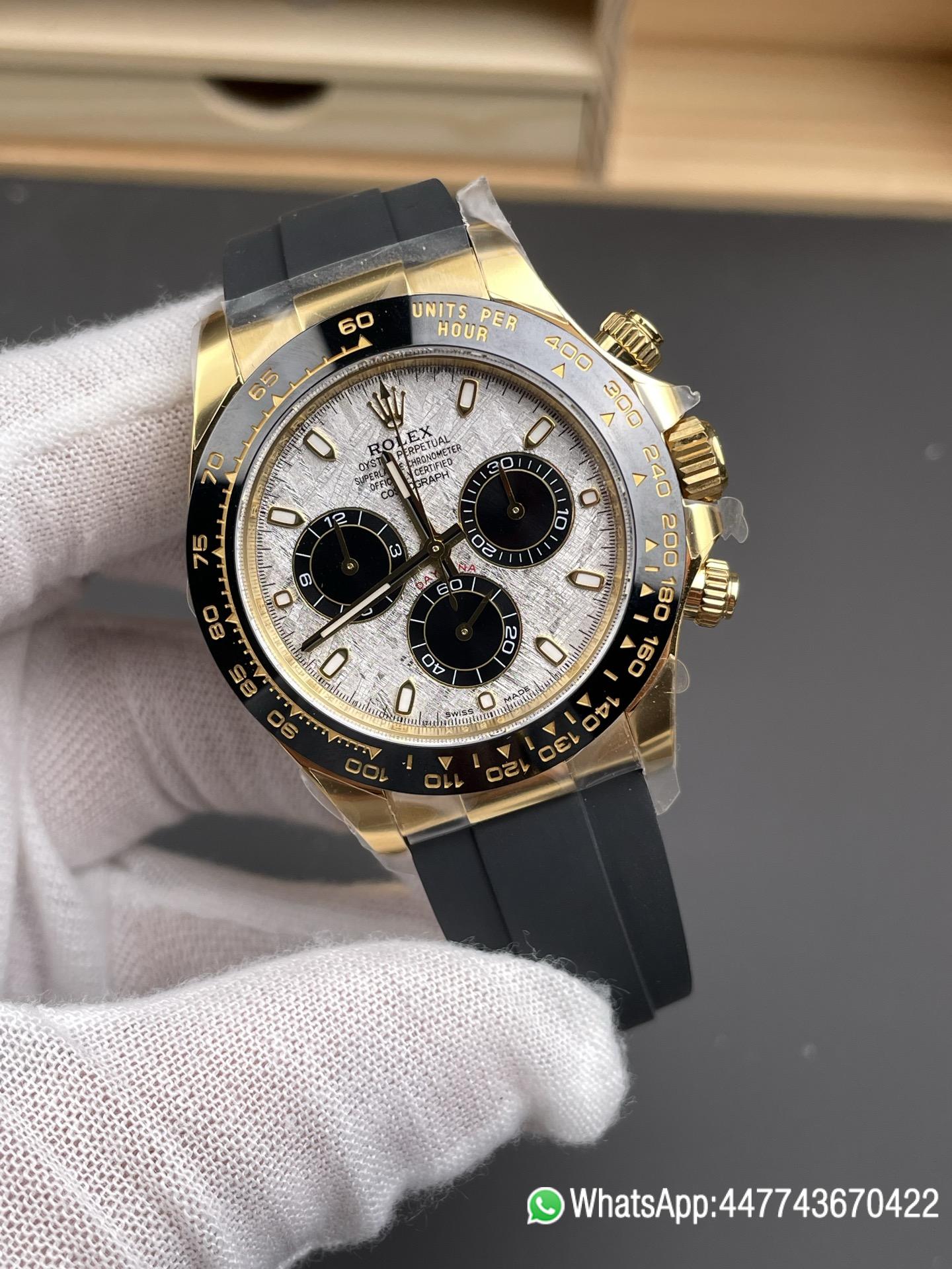 Victory Factory Watch Daytona 116518LN Meteorite Dial Black Chrono Sub Dial Yellow Gold Case Oysterflex Strap DD4130 Movement 02 Clean Factory Watch Daytona 116518LN Meteorite Dial Black Chrono Sub Dial Yellow Gold Case Oysterflex Strap DD4130 Movement 02