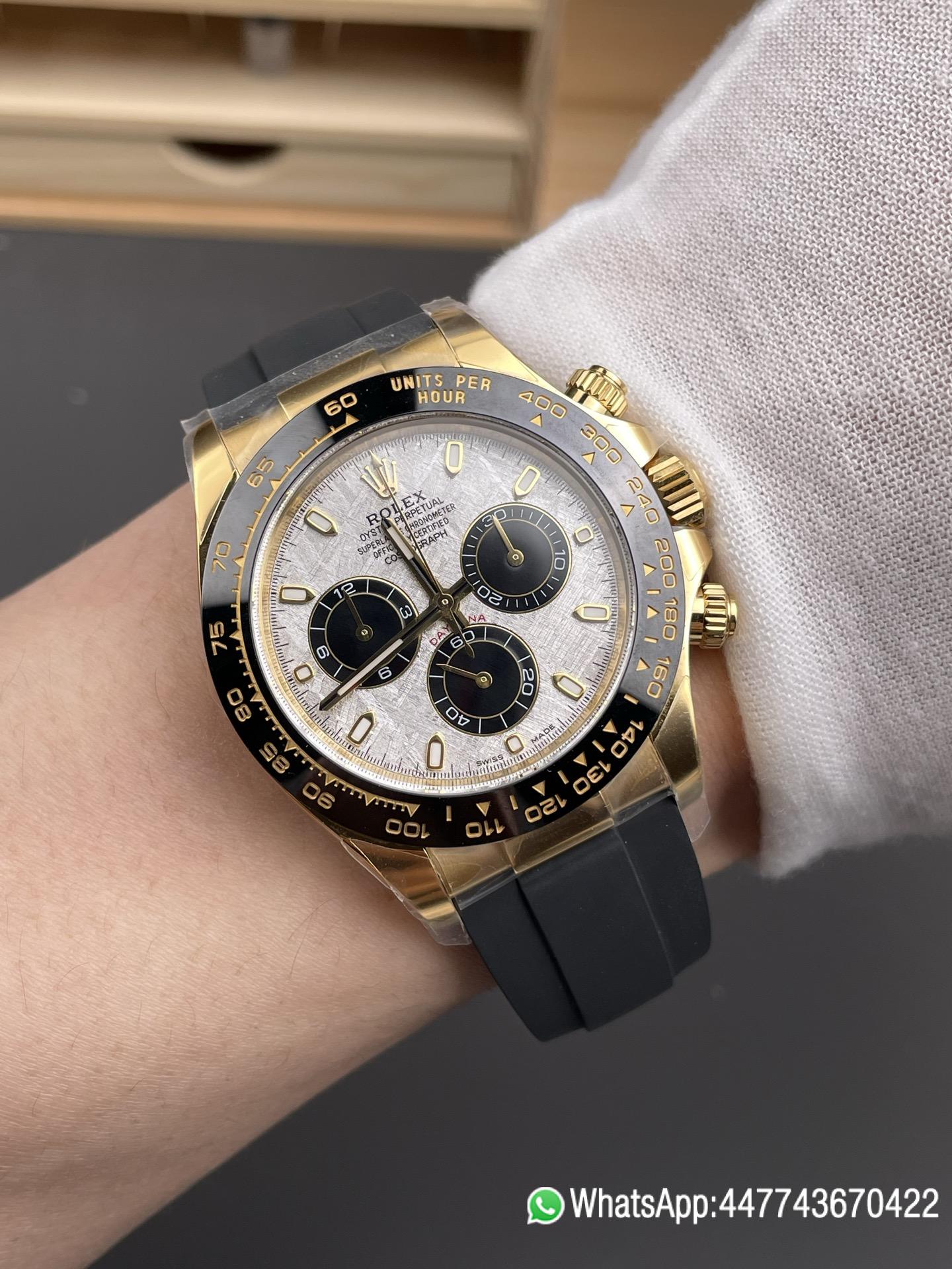 Victory Factory Watch Daytona 116518LN Meteorite Dial Black Chrono Sub Dial Yellow Gold Case Oysterflex Strap DD4130 Movement 09 Clean Factory Watch Daytona 116518LN Meteorite Dial Black Chrono Sub Dial Yellow Gold Case Oysterflex Strap DD4130 Movement 09