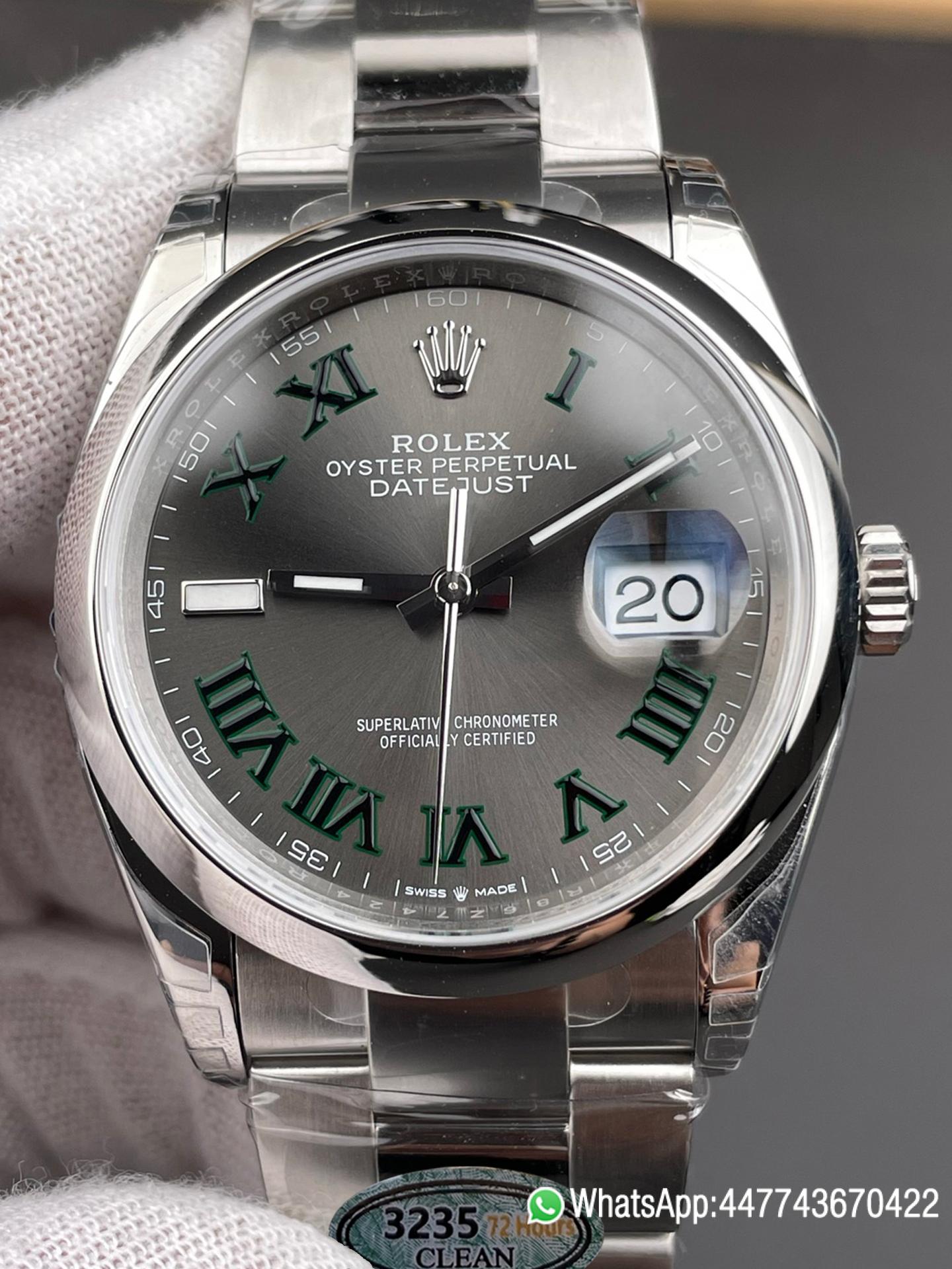 Victory Factory Watch Datejust 36 Wimbledon Ref 126200 Gray Dail with Roma Hour Markers Smooth Bezel DanDong 3235 Movement 72 Hours PW 00 Clean Factory Watch Datejust 36 Wimbledon Ref 126200 Gray Dail with Roma Hour Markers Smooth Bezel DanDong 3235 Movement 72 Hours PW 00