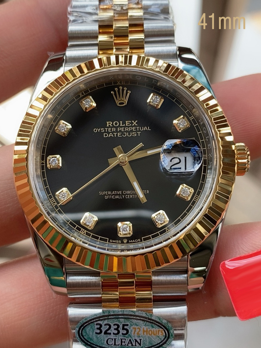 Victory Factory Watch Datejust 41mm Ref 126333 Oystersteel and Yellow Gold Black Dial with Diamonds Indexes DanDong 3235 Movement 00 Clean Factory Watch Datejust 41mm Ref 126333 Oystersteel and Yellow Gold Black Dial with Diamonds Indexes DanDong 3235 Movement 00