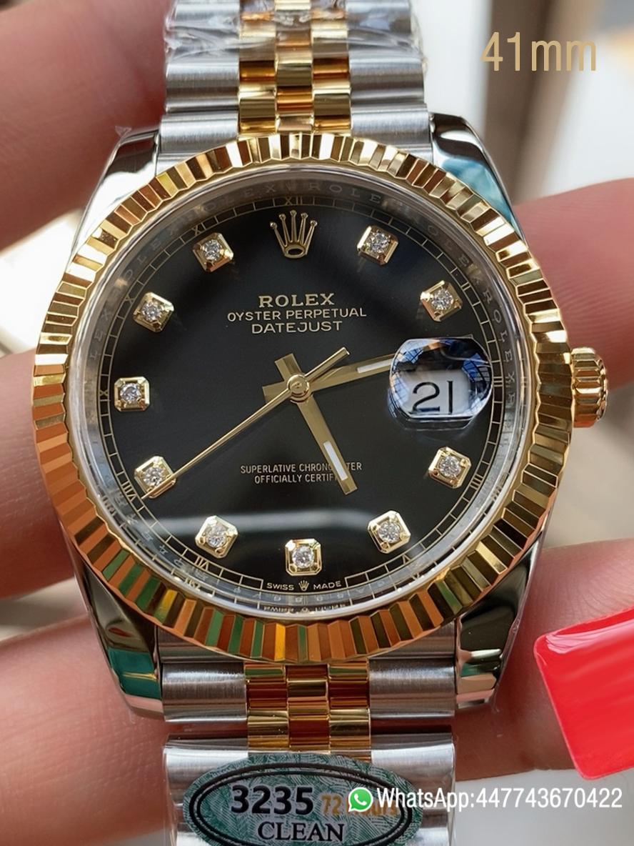 Victory Factory Watch Datejust 41mm Ref 126333 Oystersteel and Yellow Gold Black Dial with Diamonds Indexes DanDong 3235 Movement 00 Clean Factory Watch Datejust 41mm Ref 126333 Oystersteel and Yellow Gold Black Dial with Diamonds Indexes DanDong 3235 Movement 00