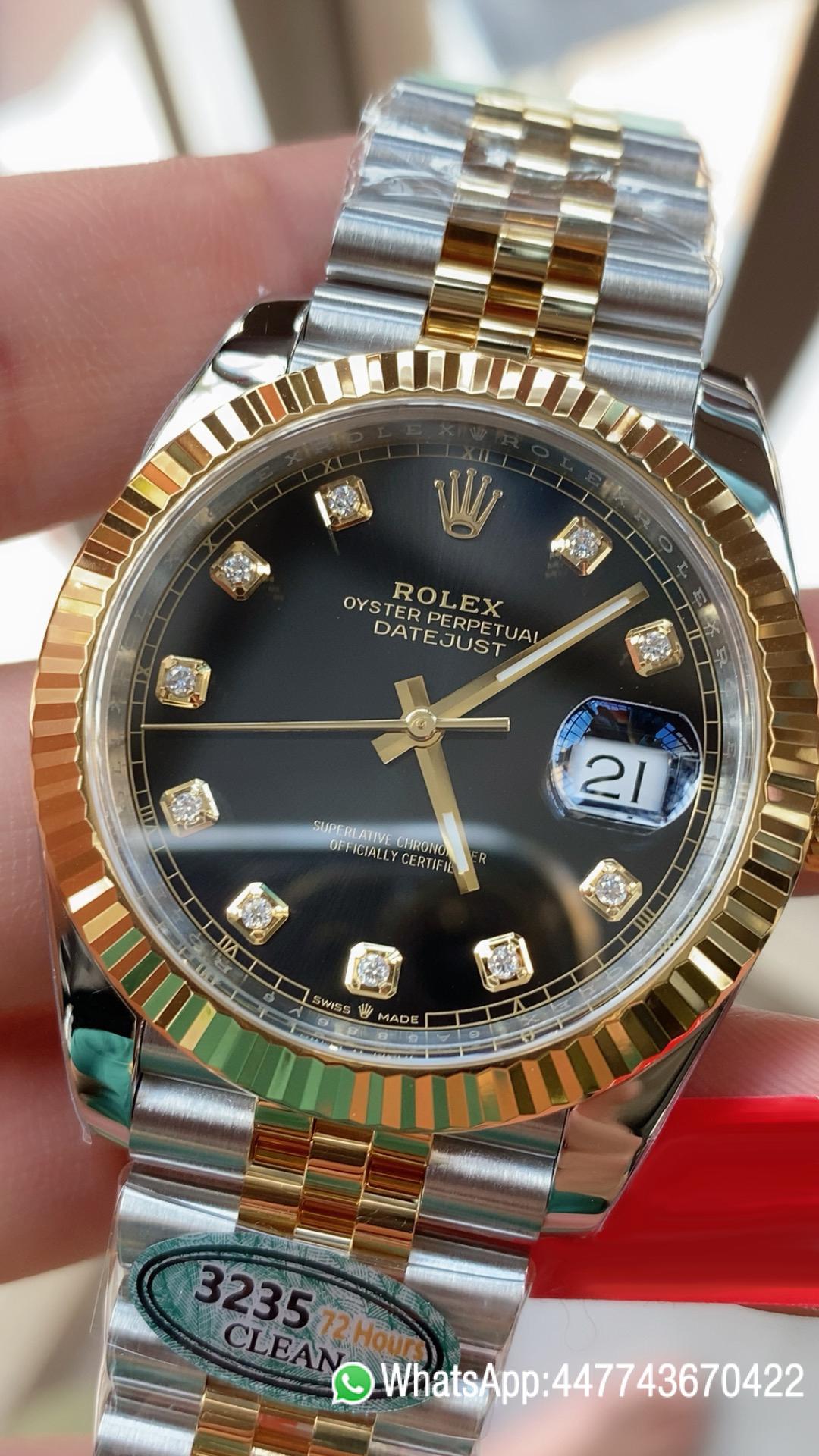 Victory Factory Watch Datejust 41mm Ref 126333 Oystersteel and Yellow Gold Black Dial with Diamonds Indexes DanDong 3235 Movement 02 Clean Factory Watch Datejust 41mm Ref 126333 Oystersteel and Yellow Gold Black Dial with Diamonds Indexes DanDong 3235 Movement 02